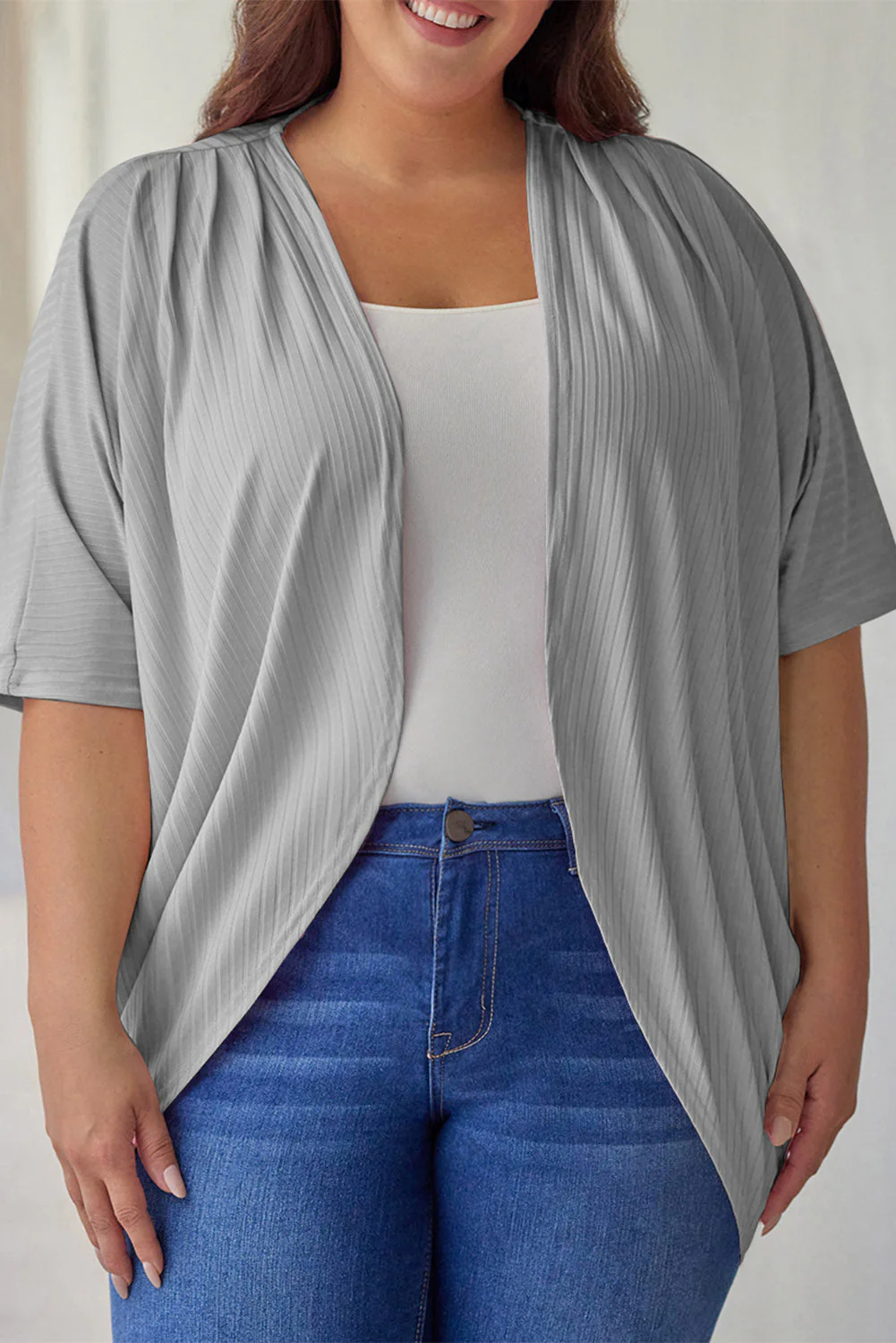 Plus Size Ribbed Cocoon Cover Up - Image 7