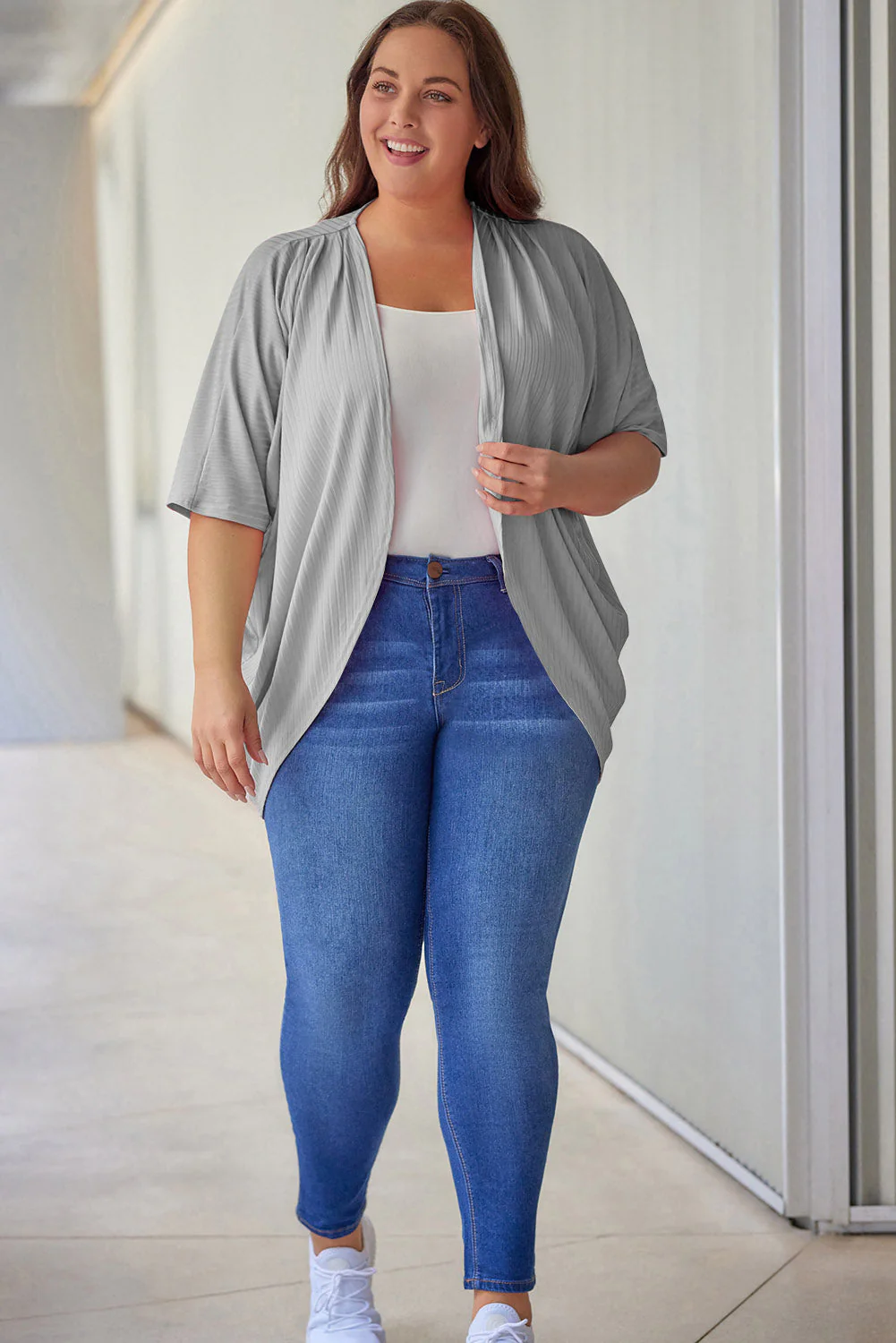 Plus Size Ribbed Cocoon Cover Up - Image 9