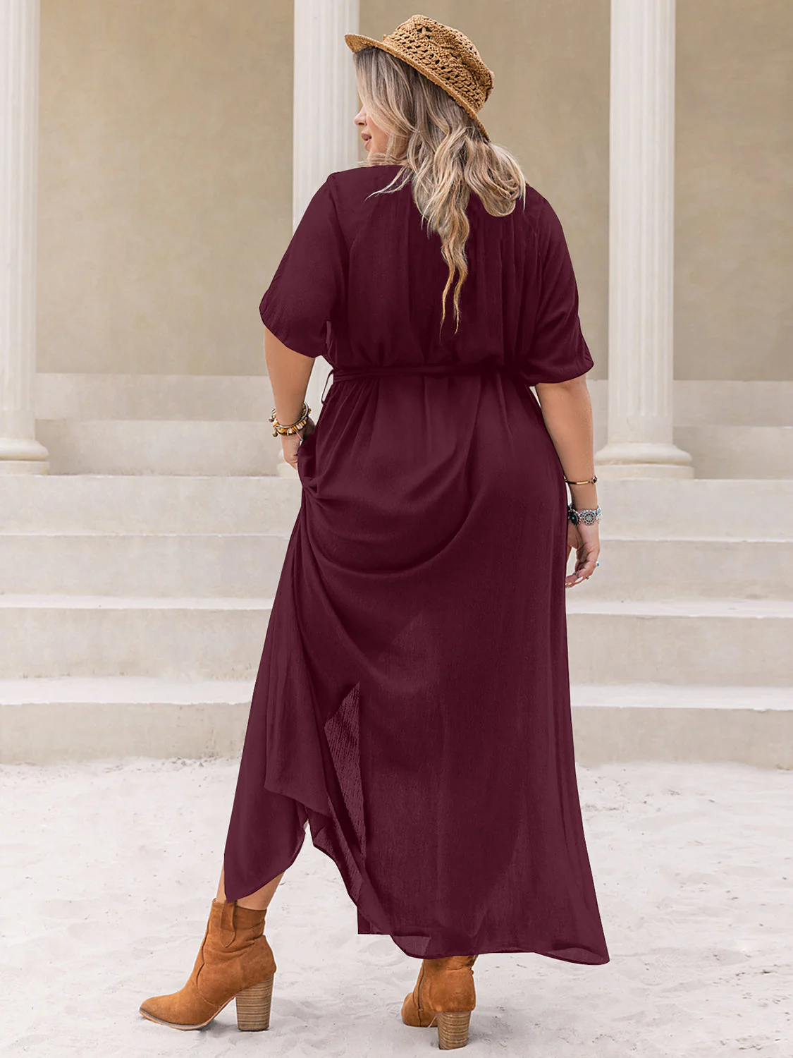 Plus Size Round Neck Half Sleeve Dress - Image 2