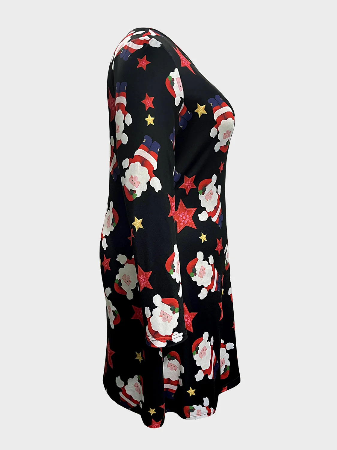 Plus Size Santa Printed Round Neck Dress - Image 2