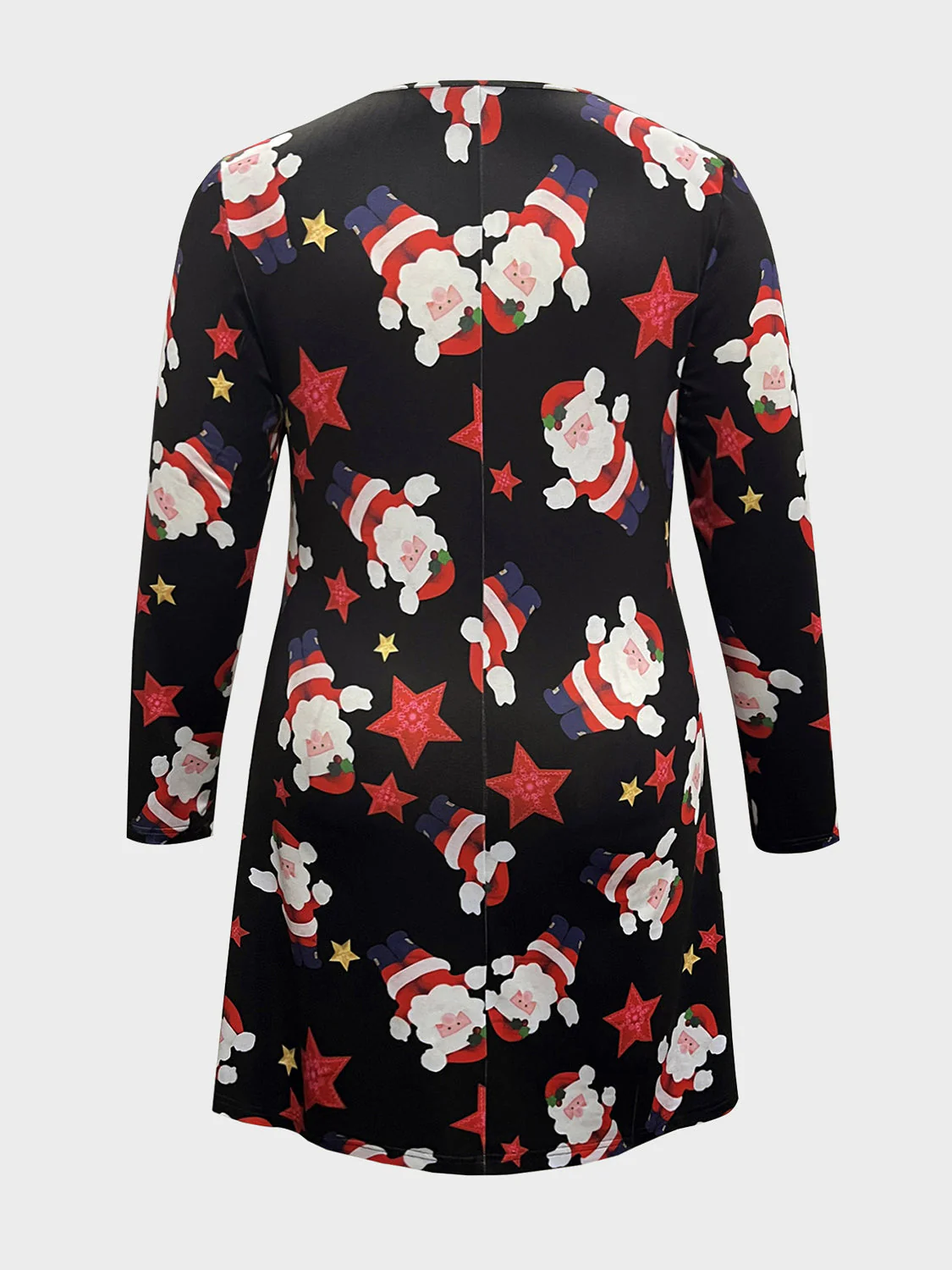 Plus Size Santa Printed Round Neck Dress - Image 3