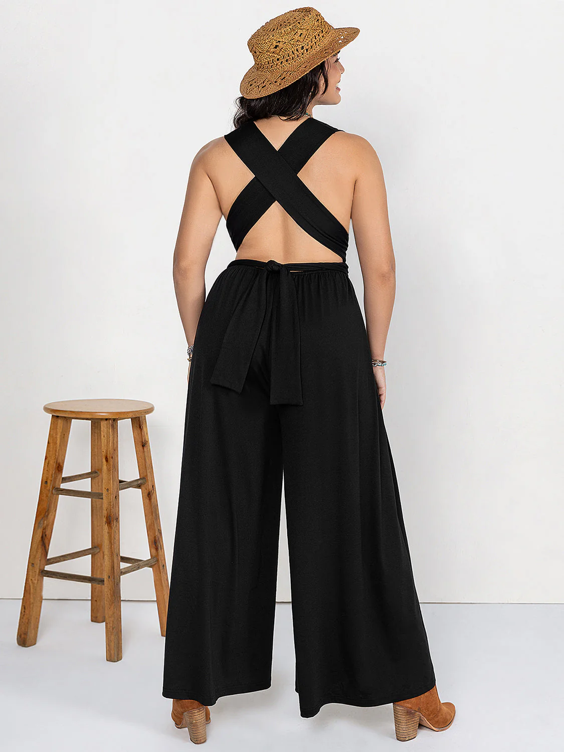 Plus Size V-Neck Wide Leg Jumpsuit - Image 4