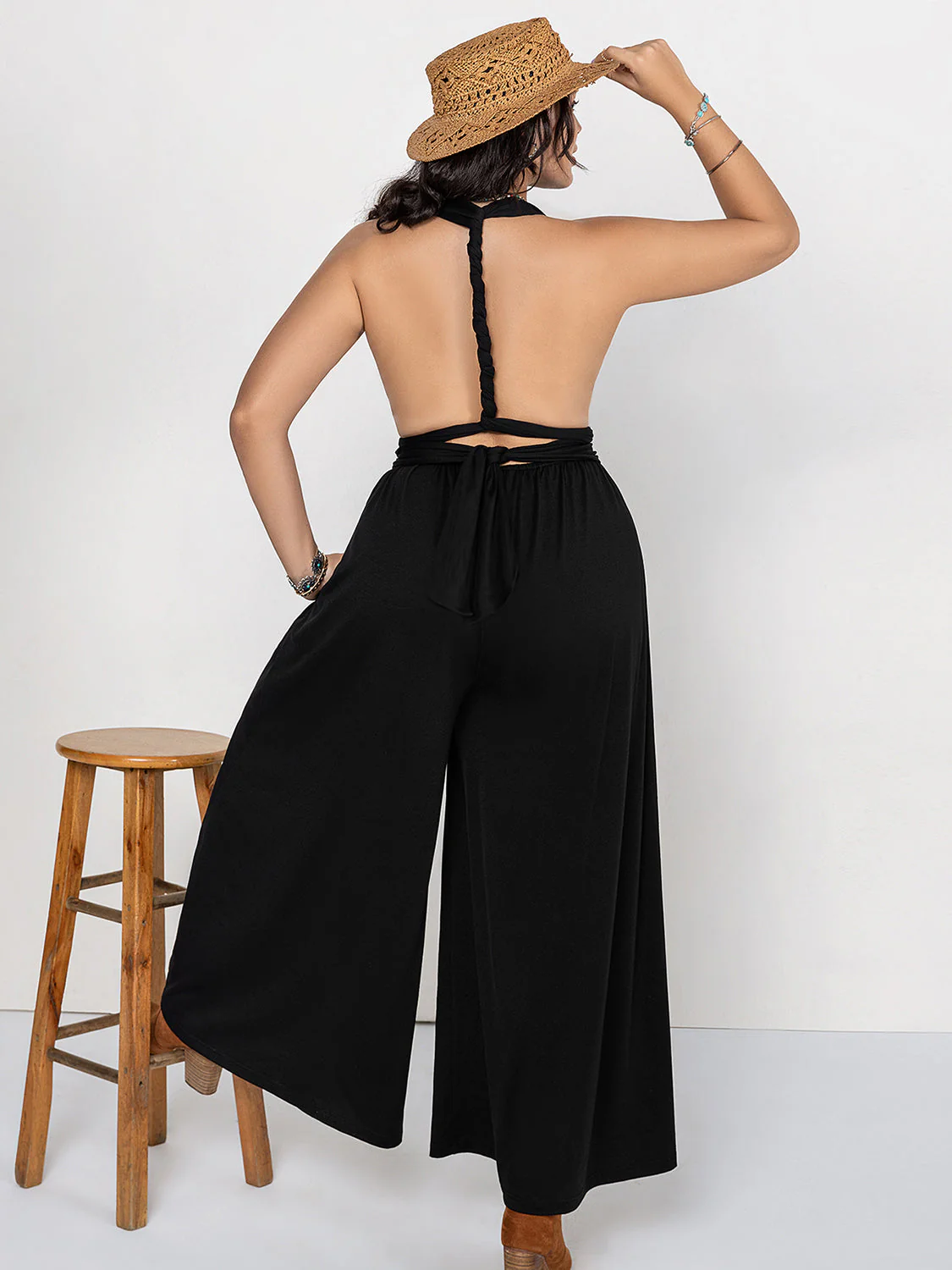Plus Size V-Neck Wide Leg Jumpsuit - Image 5