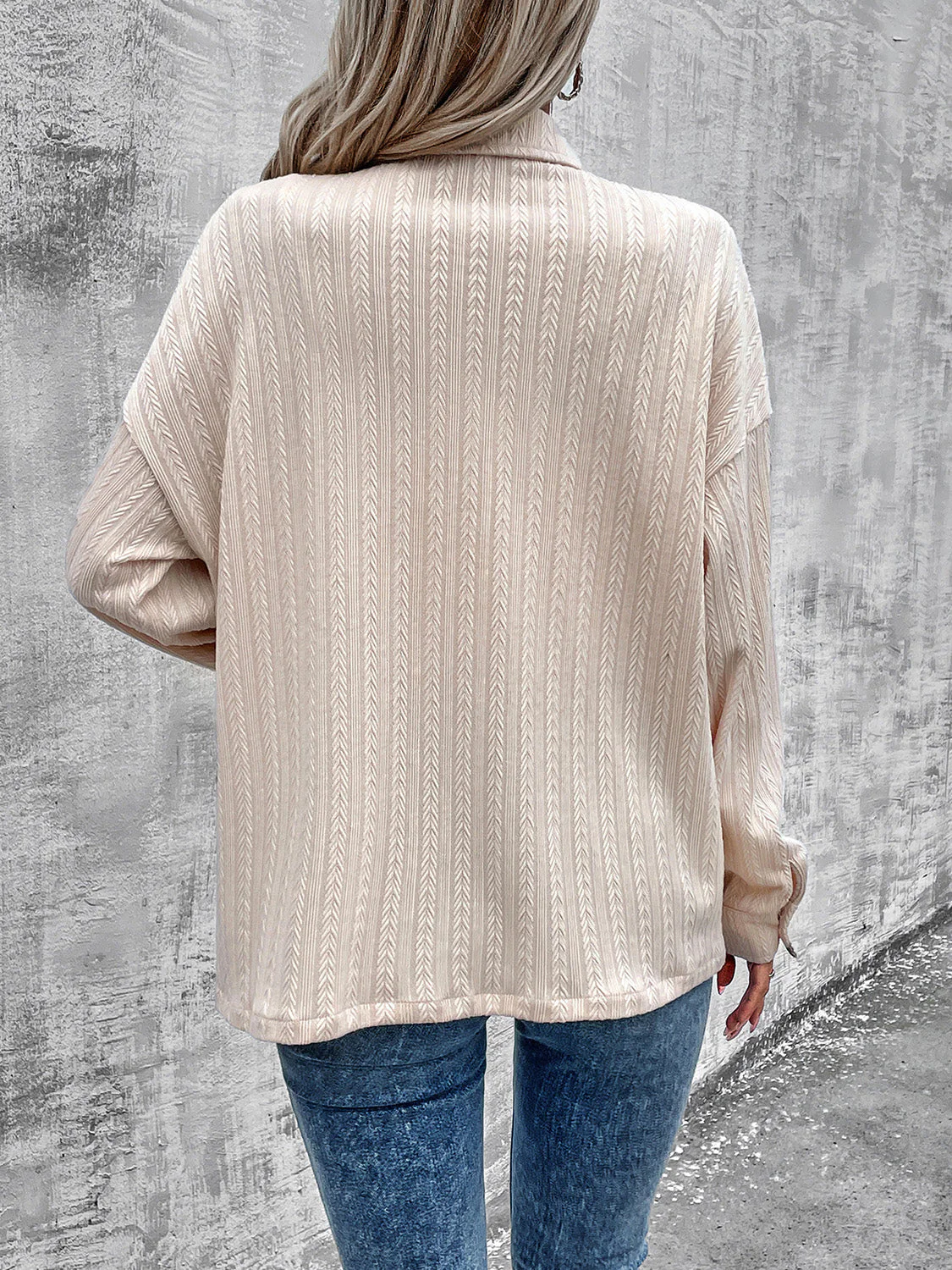 Pocketed Button Up Dropped Shoulder Jacket - Image 2