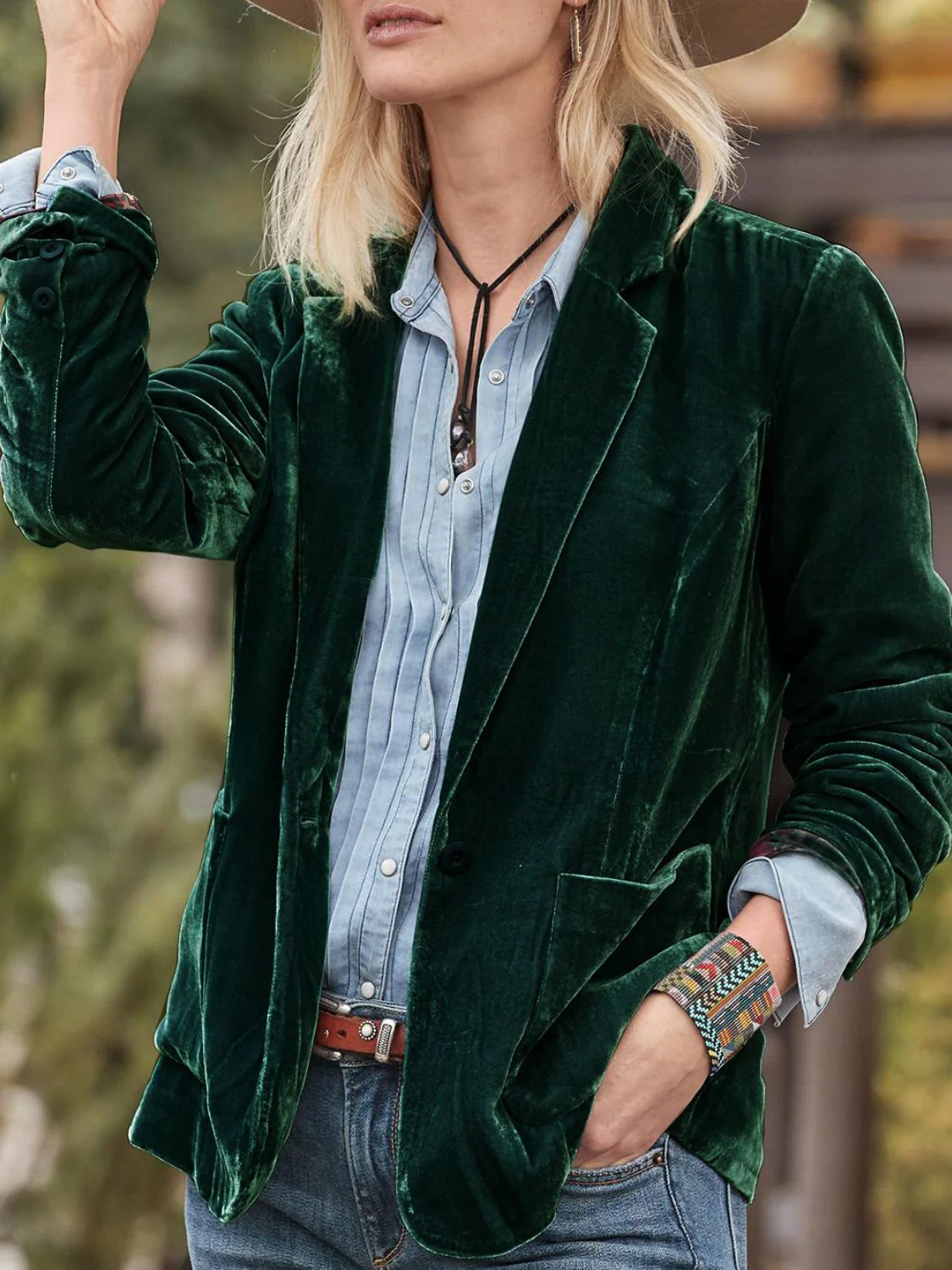 Pocketed Button Up Lapel Collar Blazer - Image 16