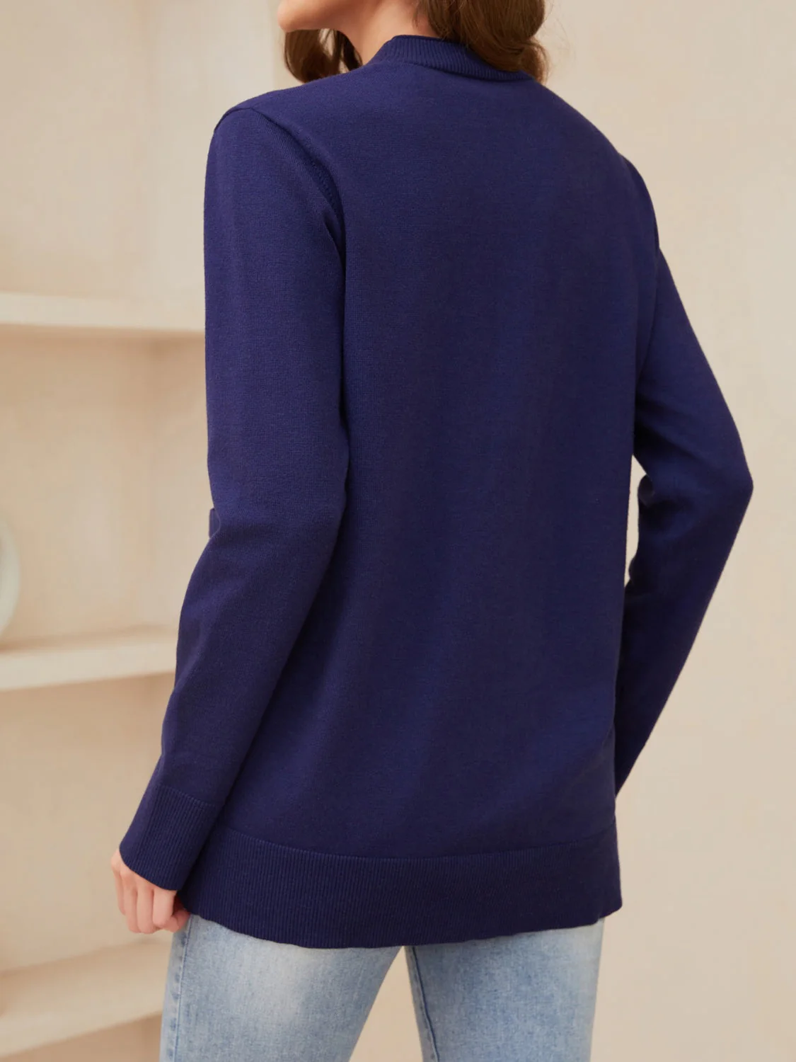 Pocketed Button Up Long Sleeve Cardigan - Image 2