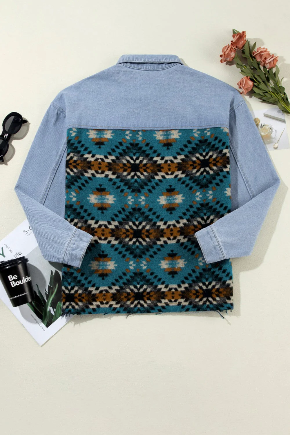 Pocketed Button Up Long Sleeve Denim Jacket - Image 7