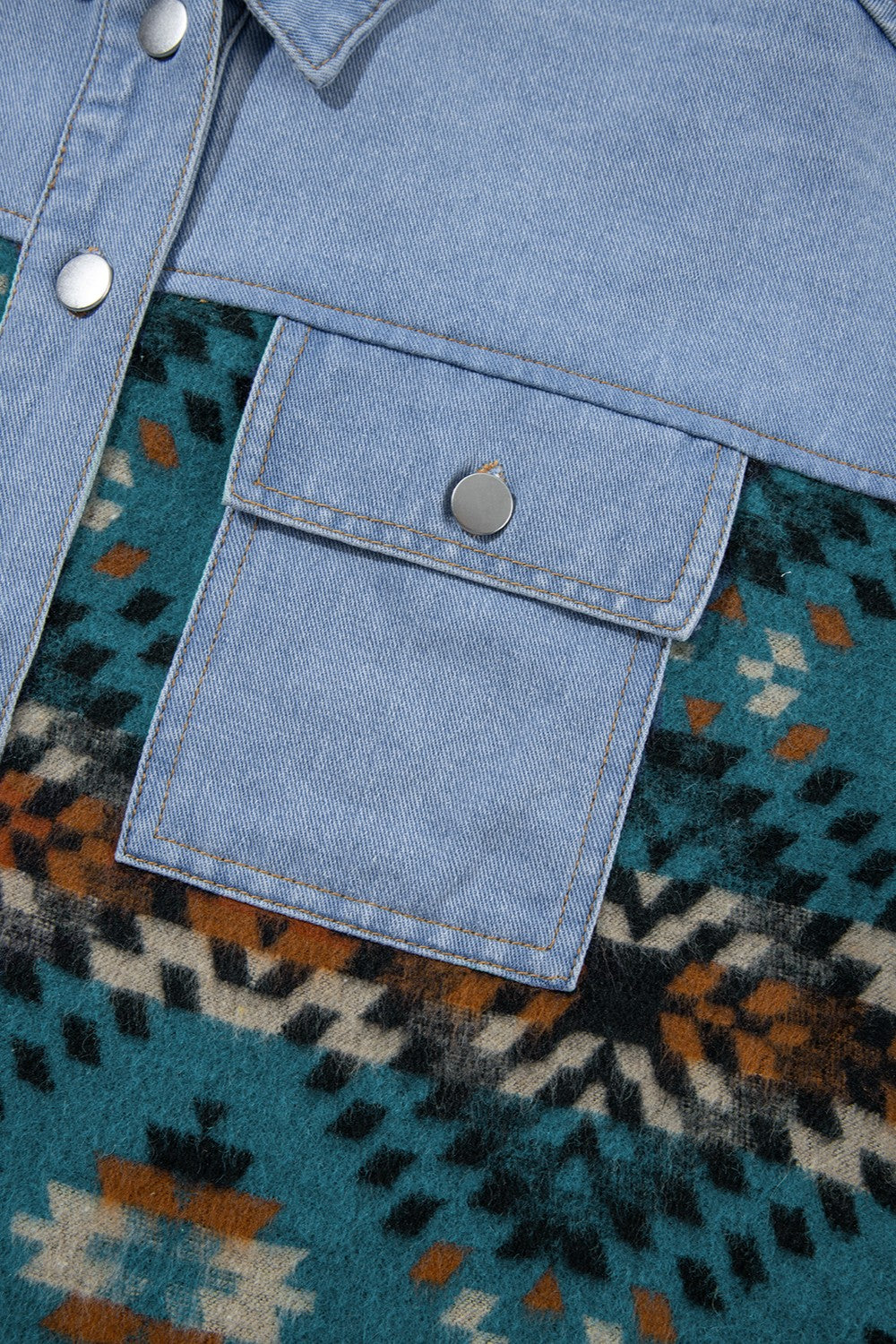 Pocketed Button Up Long Sleeve Denim Jacket - Image 8