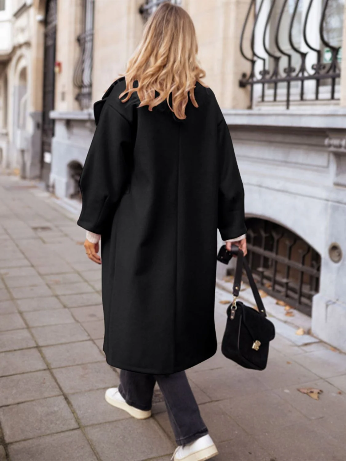 Pocketed Collared Neck Long Sleeve Coat - Image 2