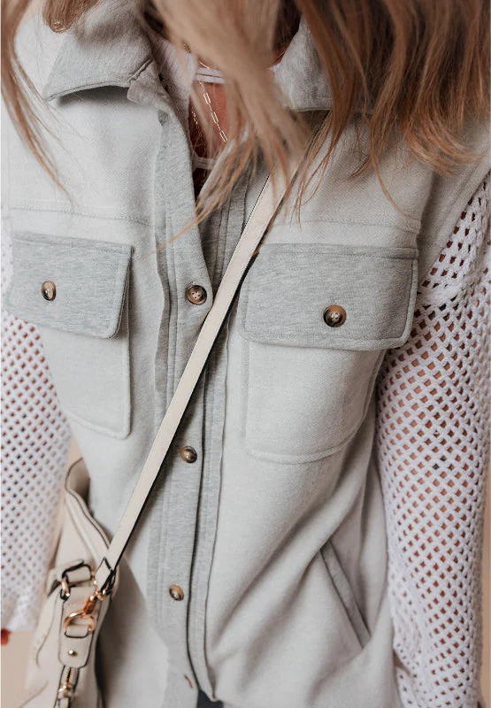 Pocketed Curved Hem Button Up Vest - Image 5