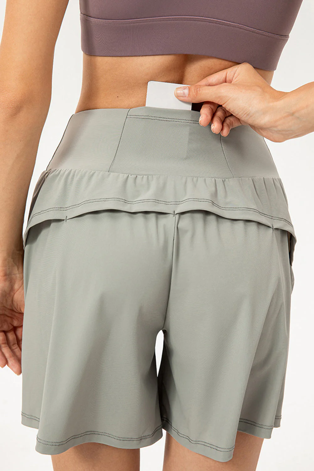 Pocketed Elastic Waist Active Shorts - Image 2