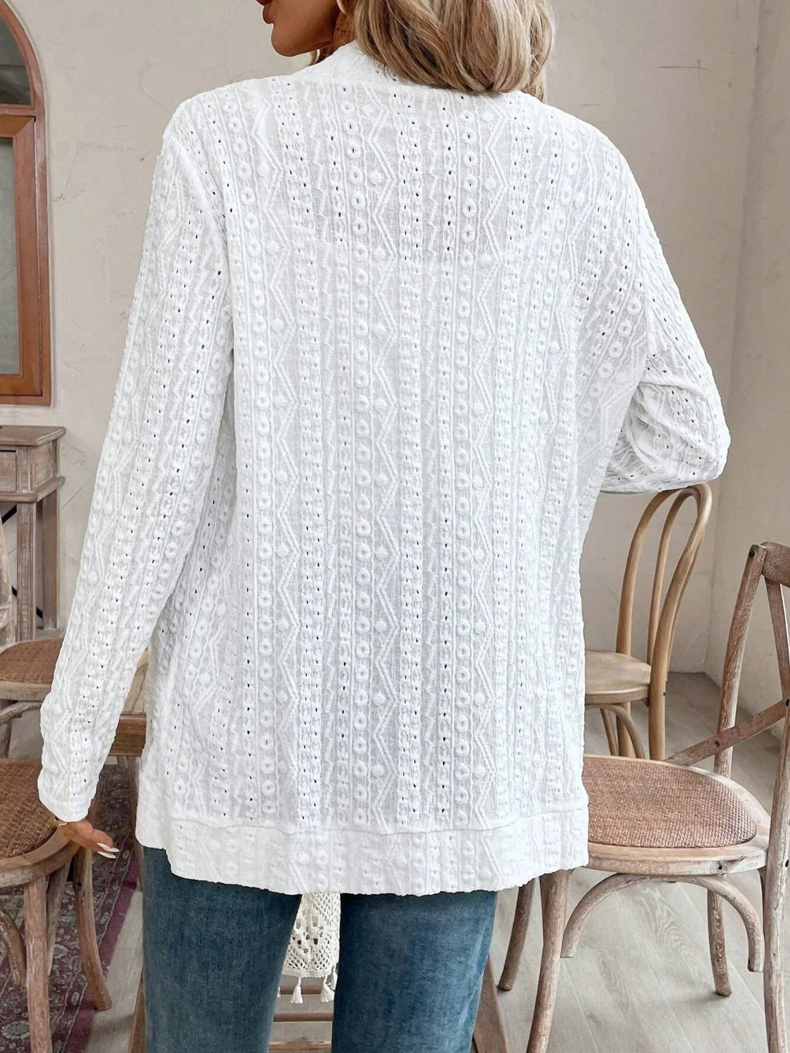 Pocketed Eyelet Open Front Cover Up - Image 2