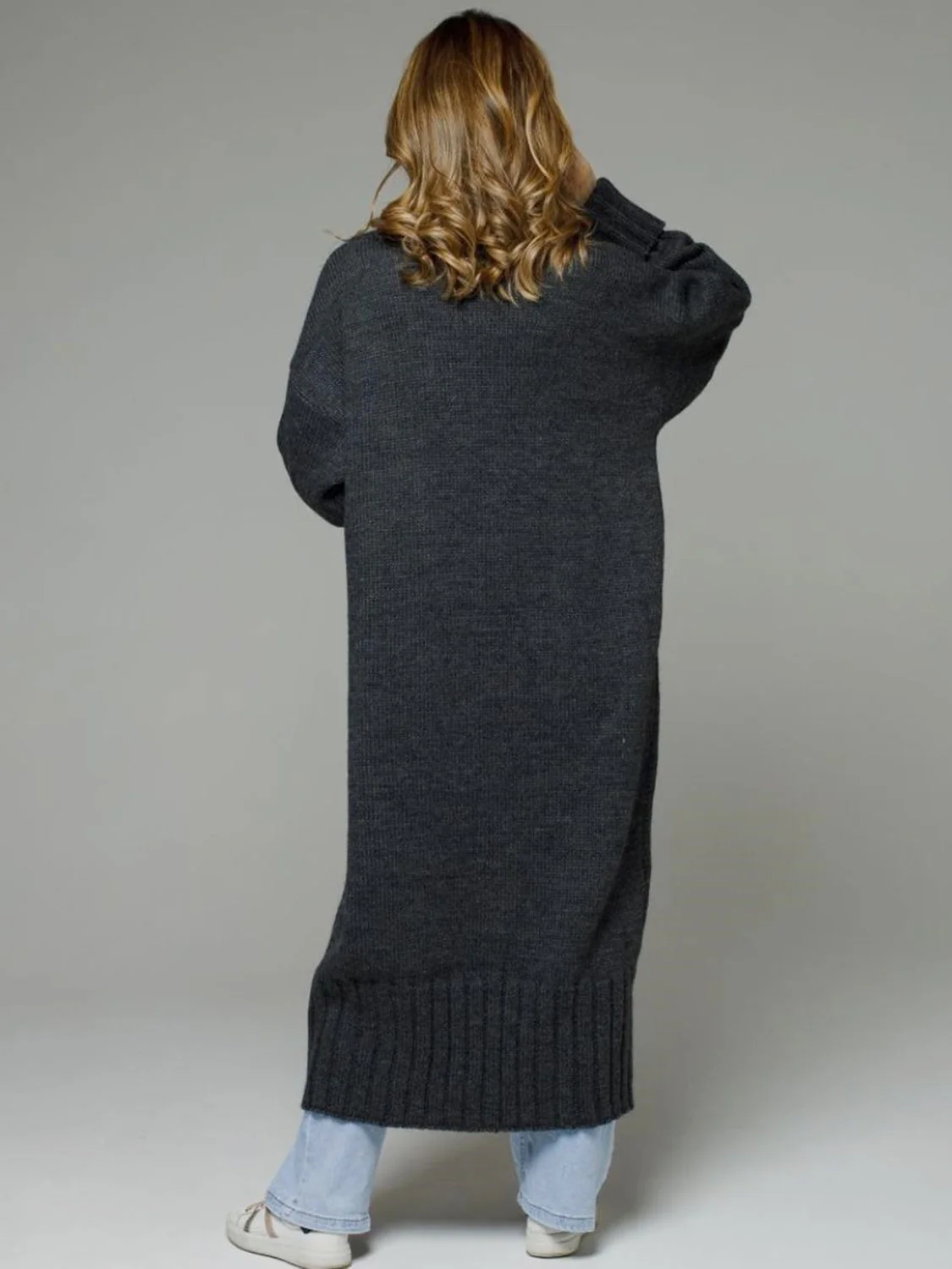 Pocketed Open Front Dropped Shoulder Cardigan - Image 10