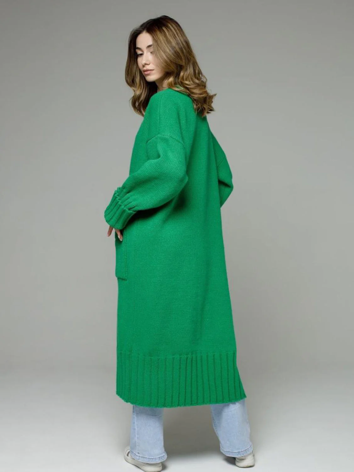 Pocketed Open Front Dropped Shoulder Cardigan - Image 12