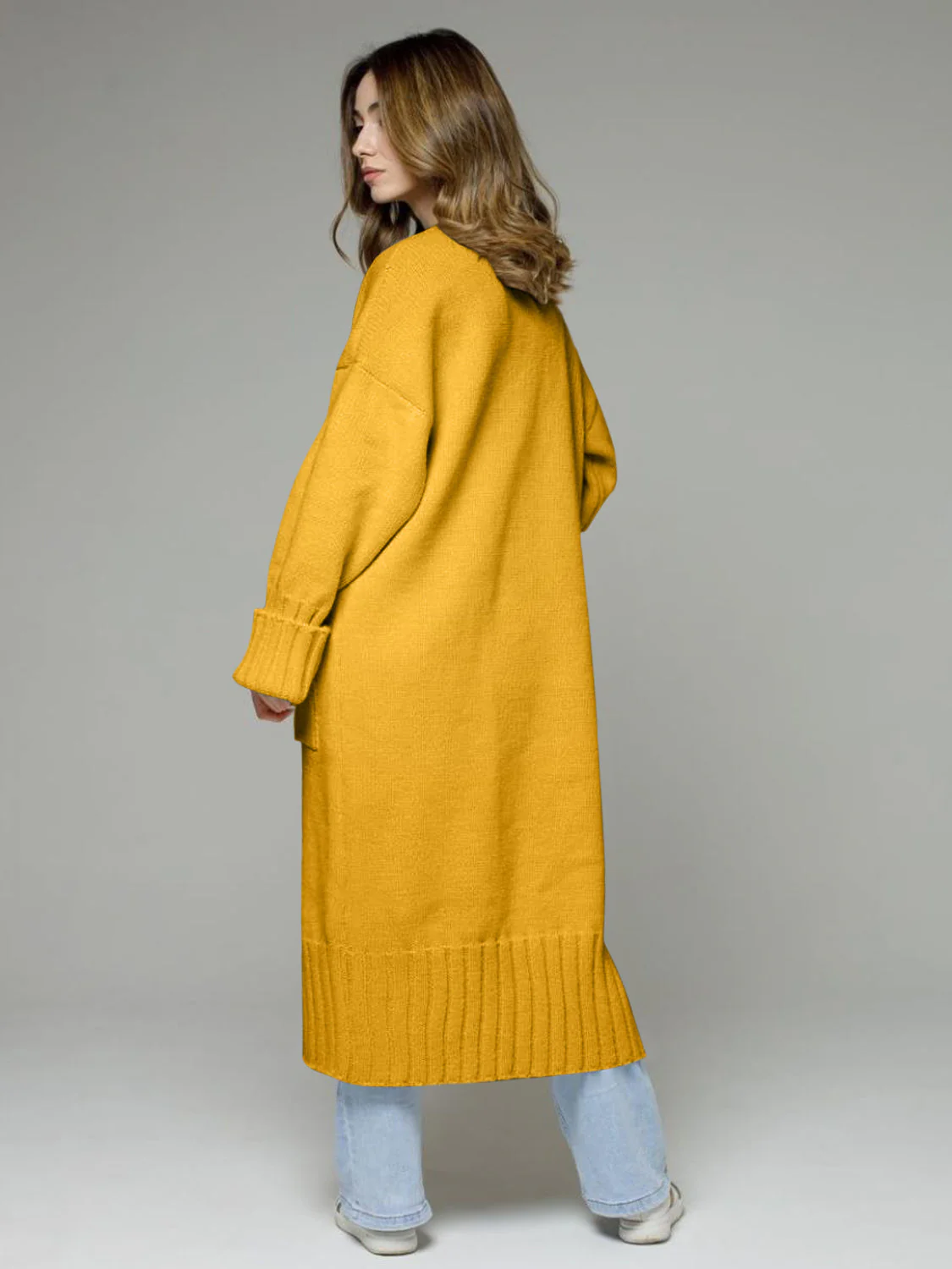 Pocketed Open Front Dropped Shoulder Cardigan - Image 16