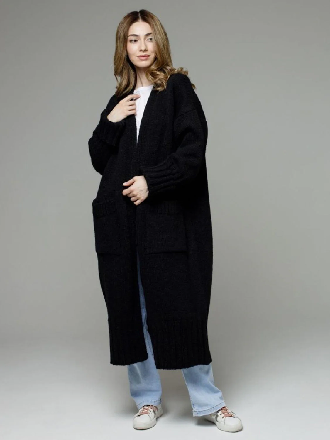 Pocketed Open Front Dropped Shoulder Cardigan - Image 18