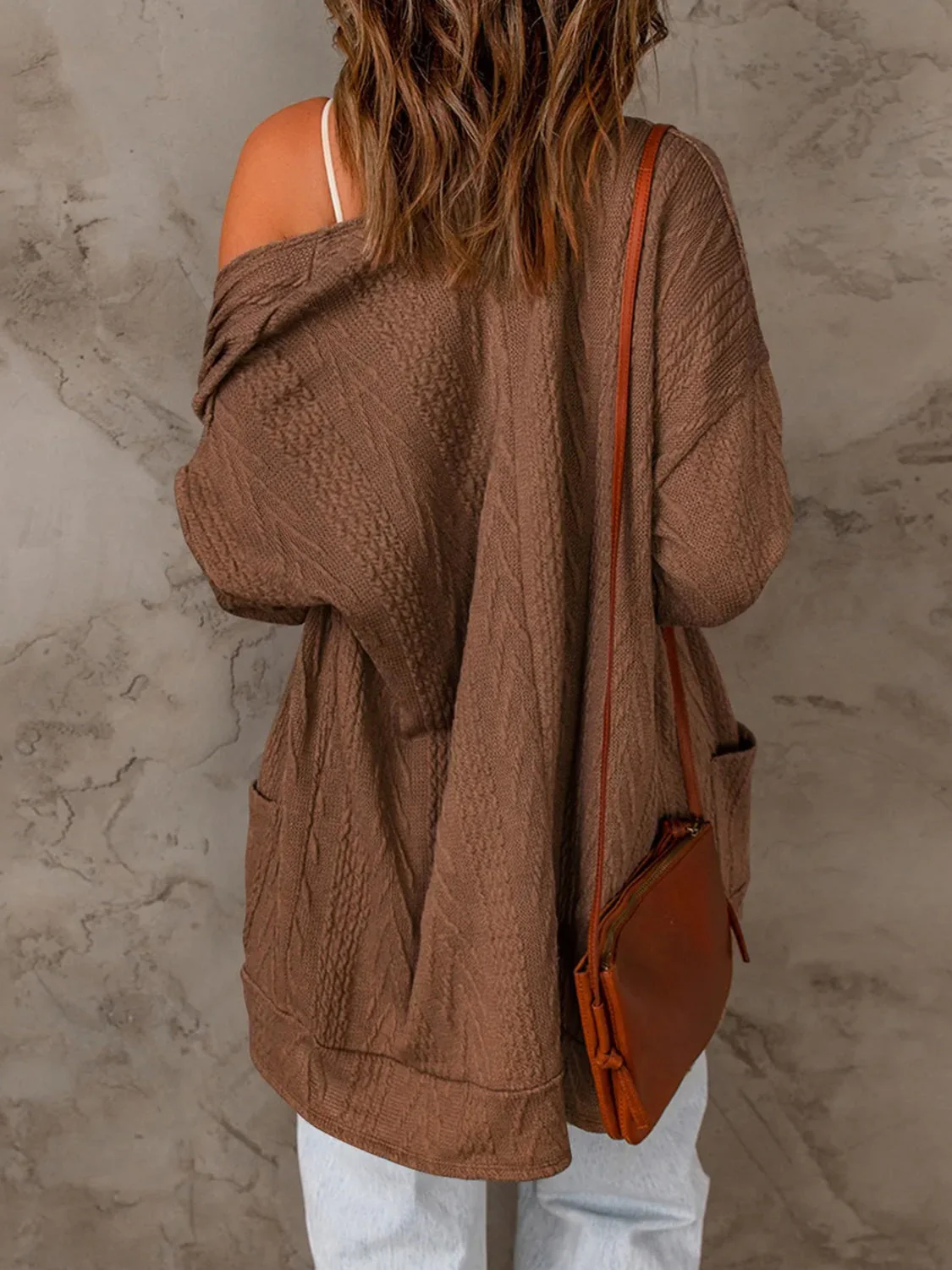 Pocketed Open Front Long Sleeve Cardigan - Image 2