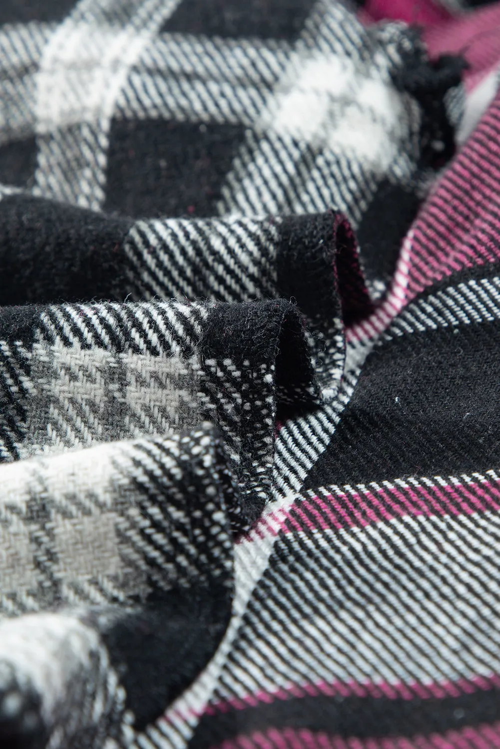 Pocketed Plaid Collared Neck Long Sleeve Shacket - Image 5