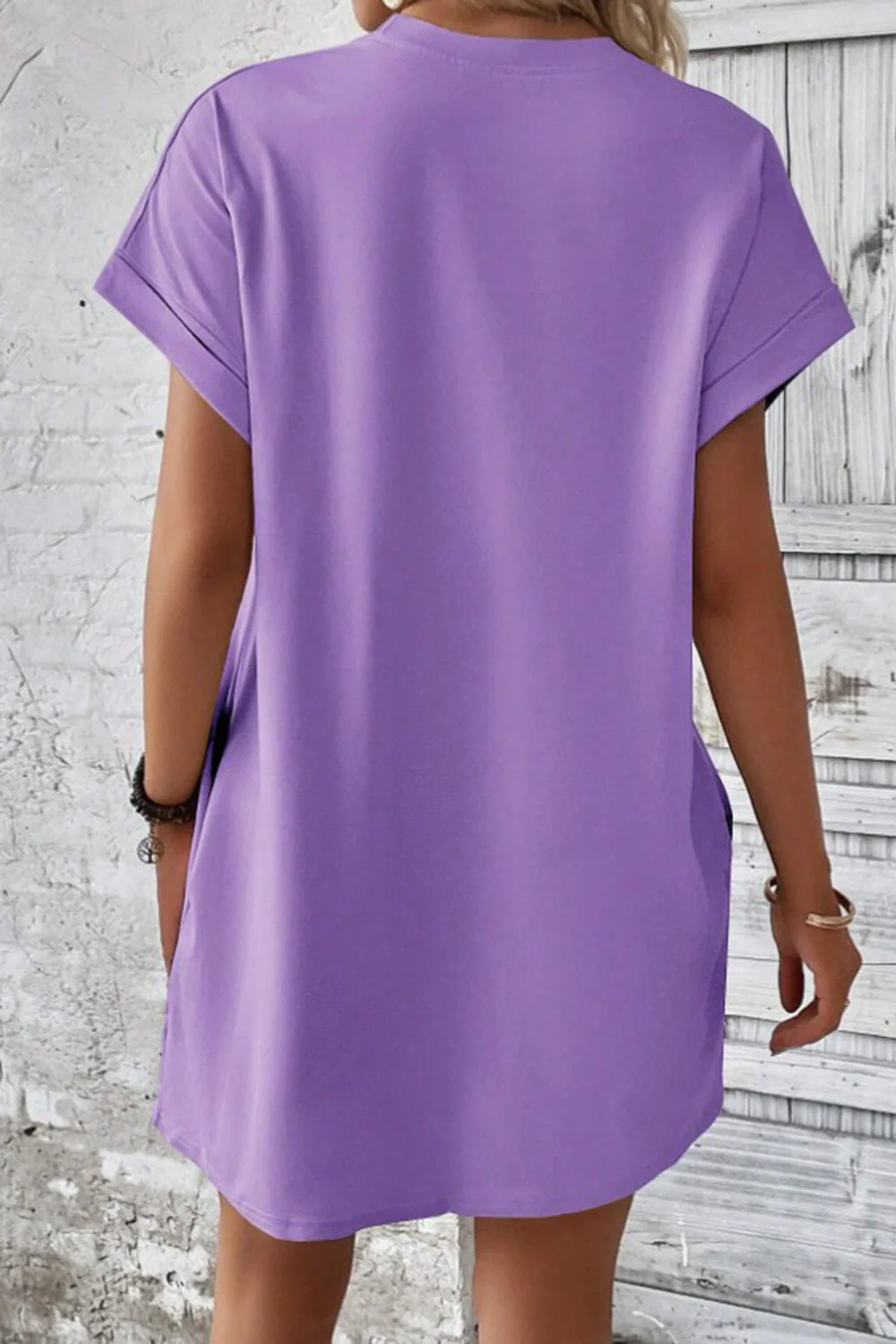 Pocketed Round Neck Short Sleeve Dress - Image 11