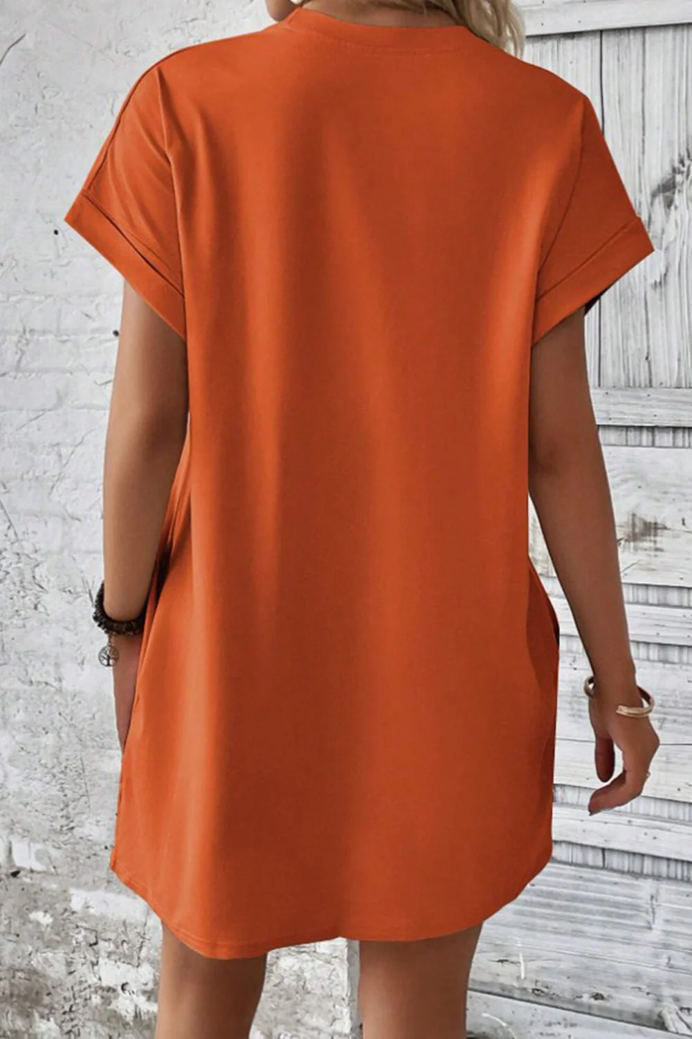 Pocketed Round Neck Short Sleeve Dress - Image 15