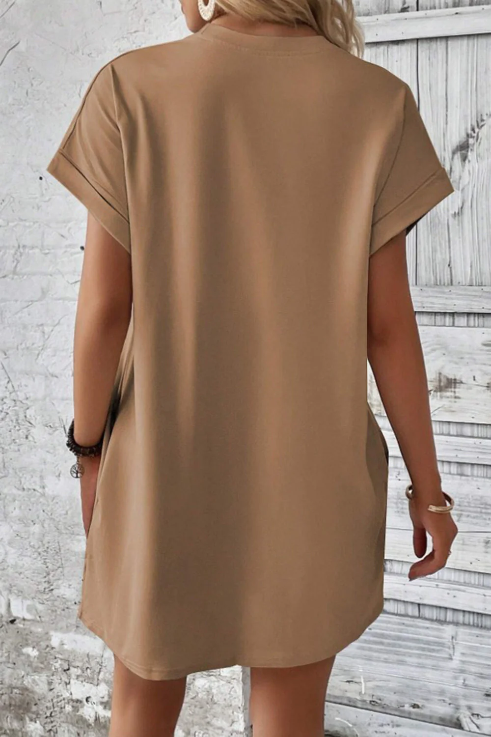 Pocketed Round Neck Short Sleeve Dress - Image 18