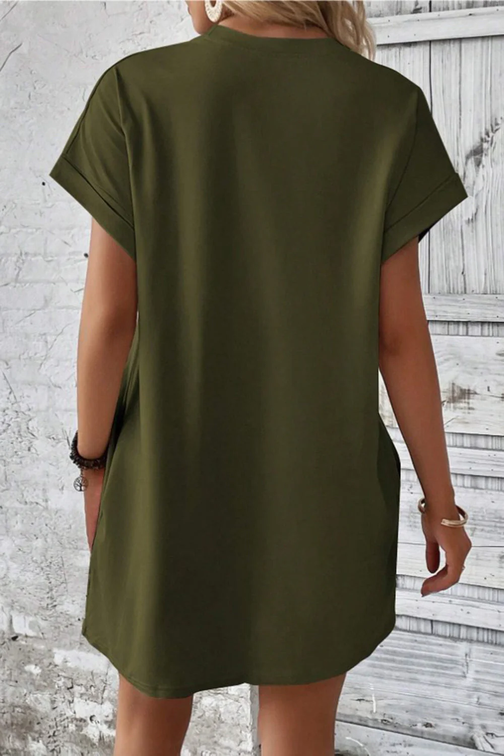 Pocketed Round Neck Short Sleeve Dress - Image 22