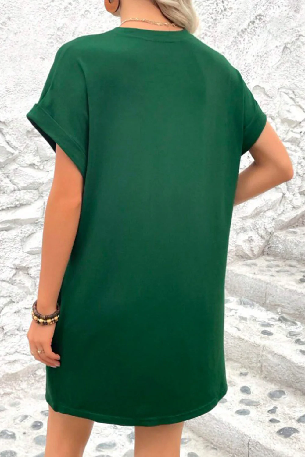Pocketed Round Neck Short Sleeve Dress - Image 6