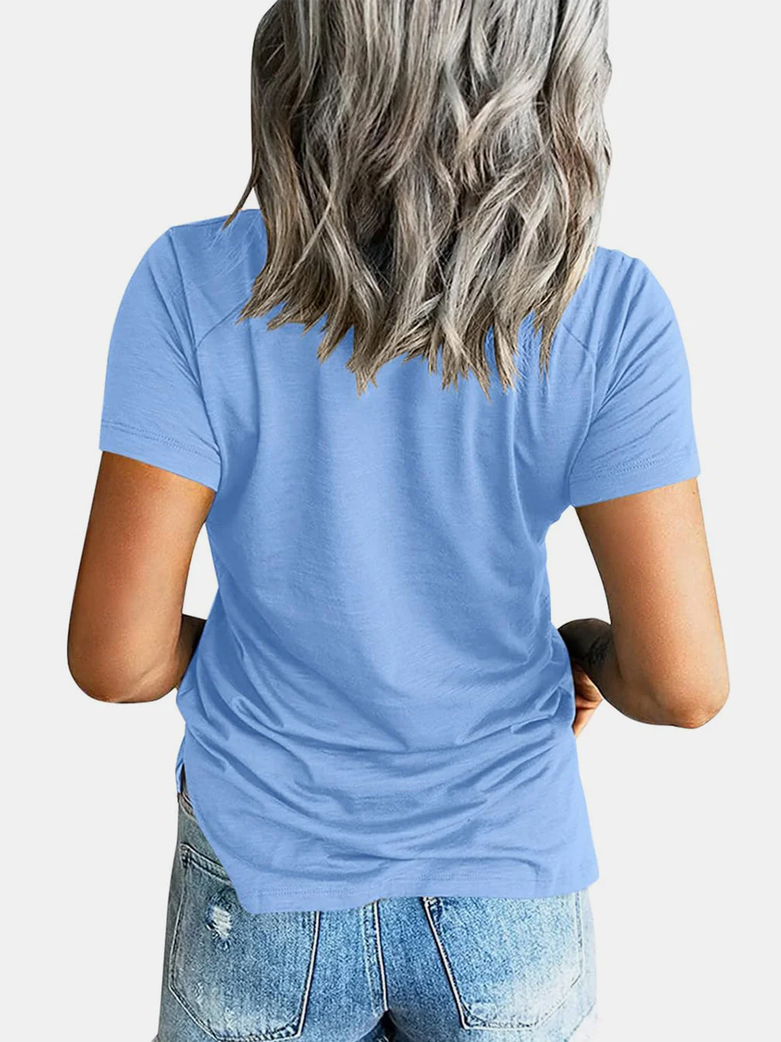 Pocketed V-Neck Short Sleeve T-Shirt - Image 11