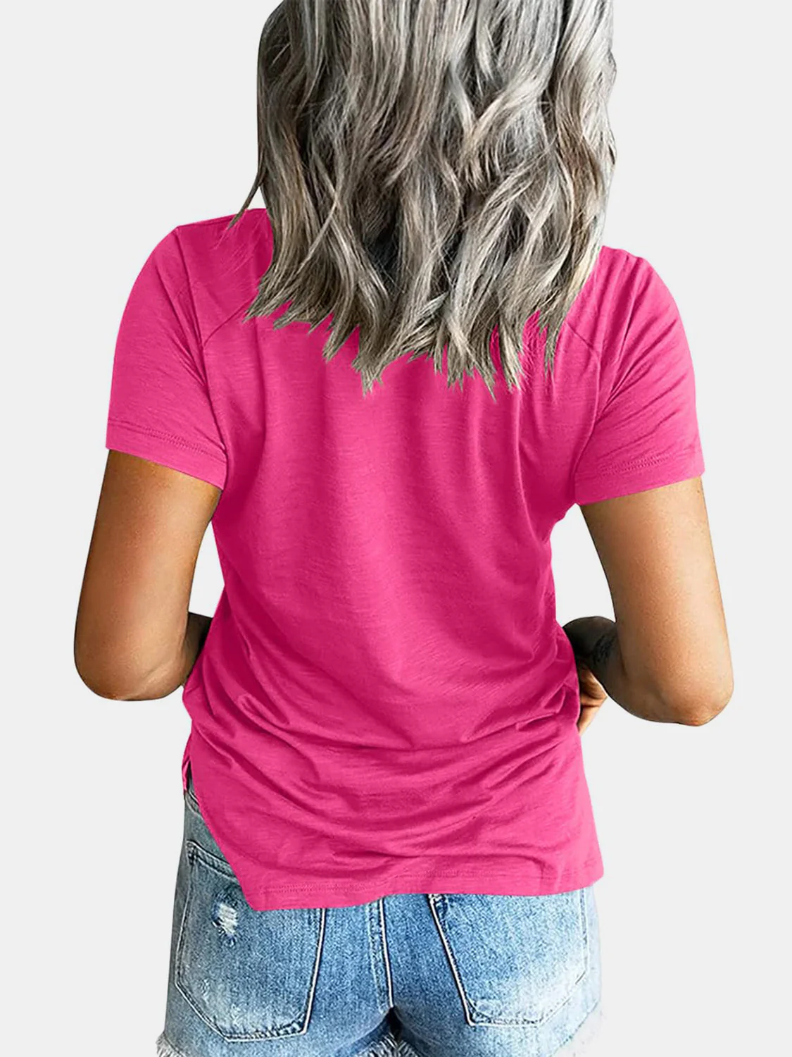 Pocketed V-Neck Short Sleeve T-Shirt - Image 16