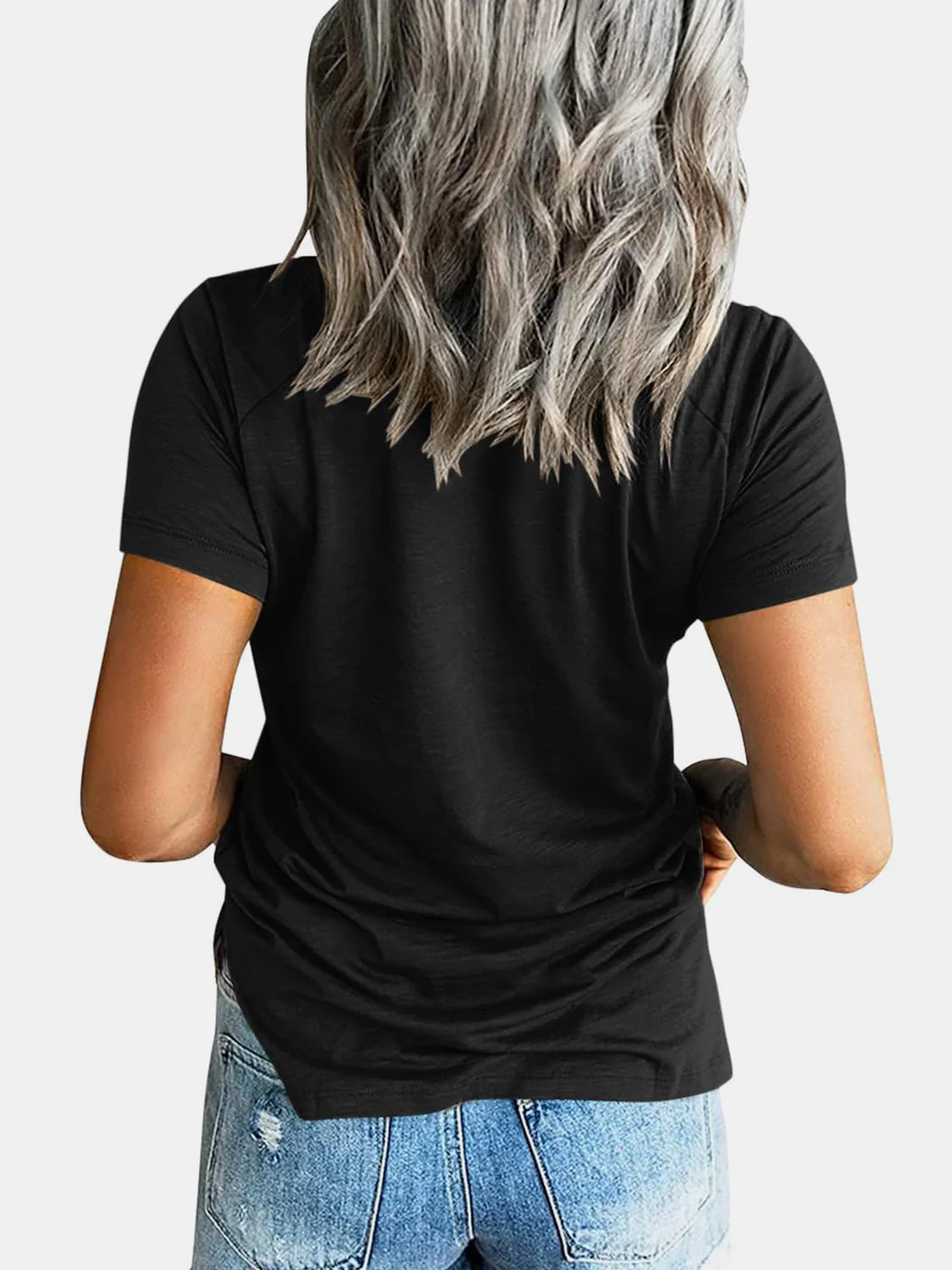 Pocketed V-Neck Short Sleeve T-Shirt - Image 2