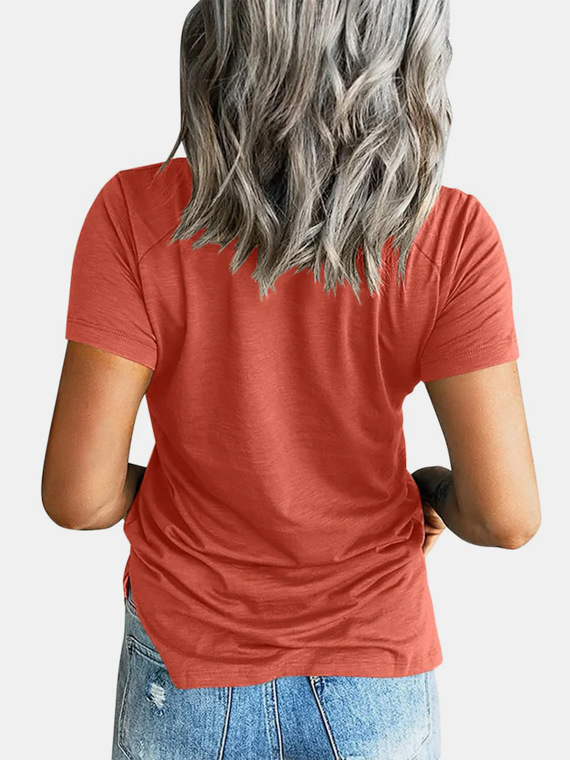 Pocketed V-Neck Short Sleeve T-Shirt - Image 7