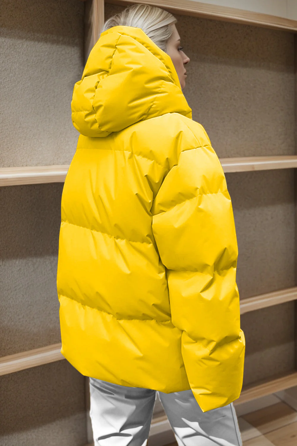 Pocketed Zip Up Hooded Puffer Jacket - Image 15