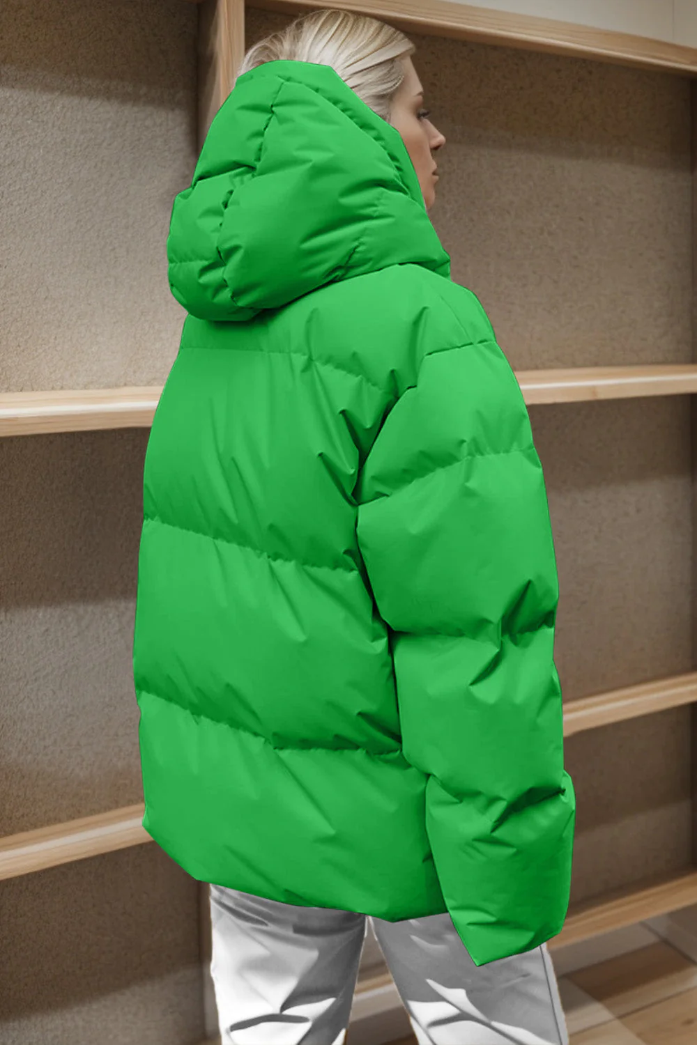 Pocketed Zip Up Hooded Puffer Jacket - Image 18