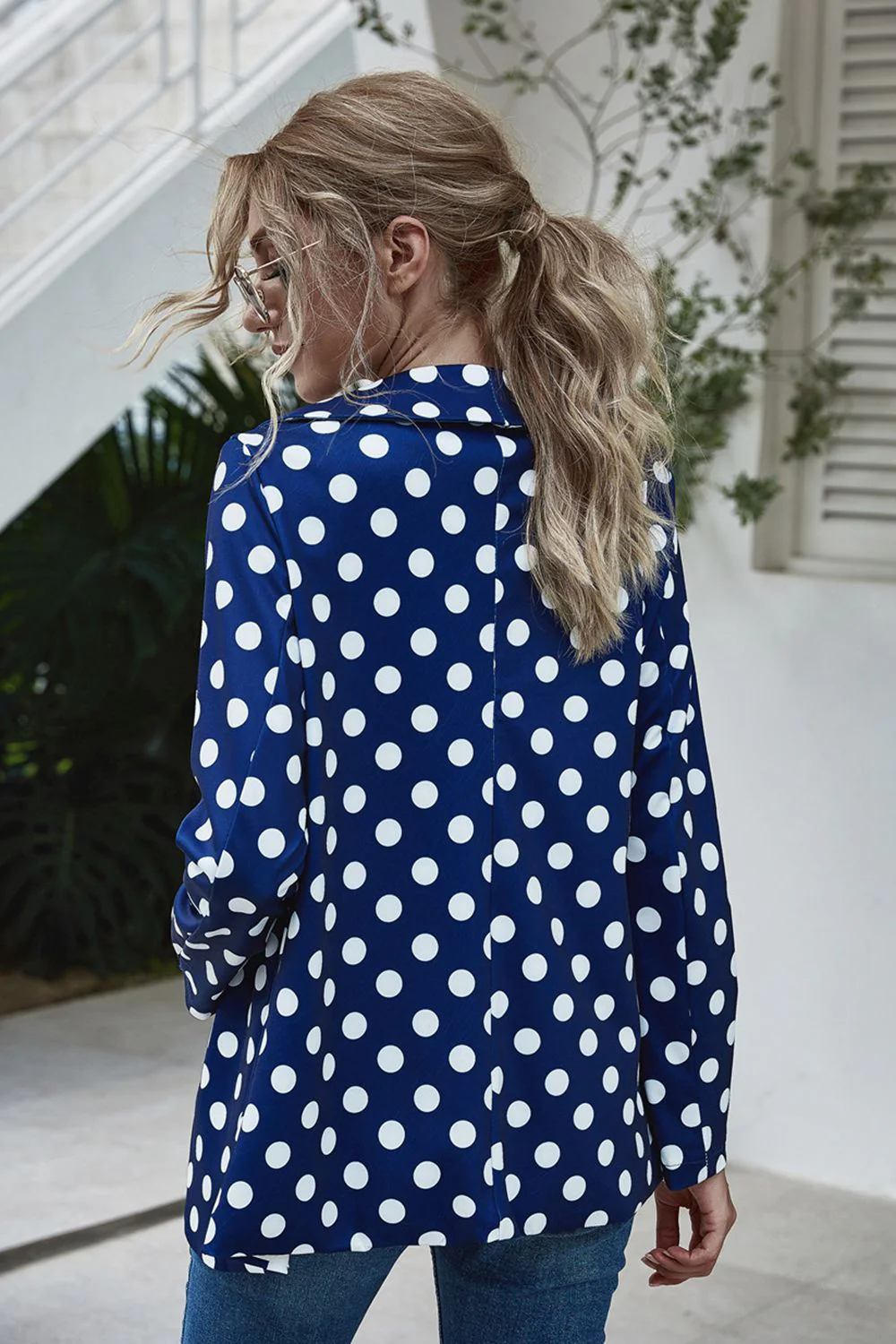 Polka Dot Long Sleeve Blazer - Image 2