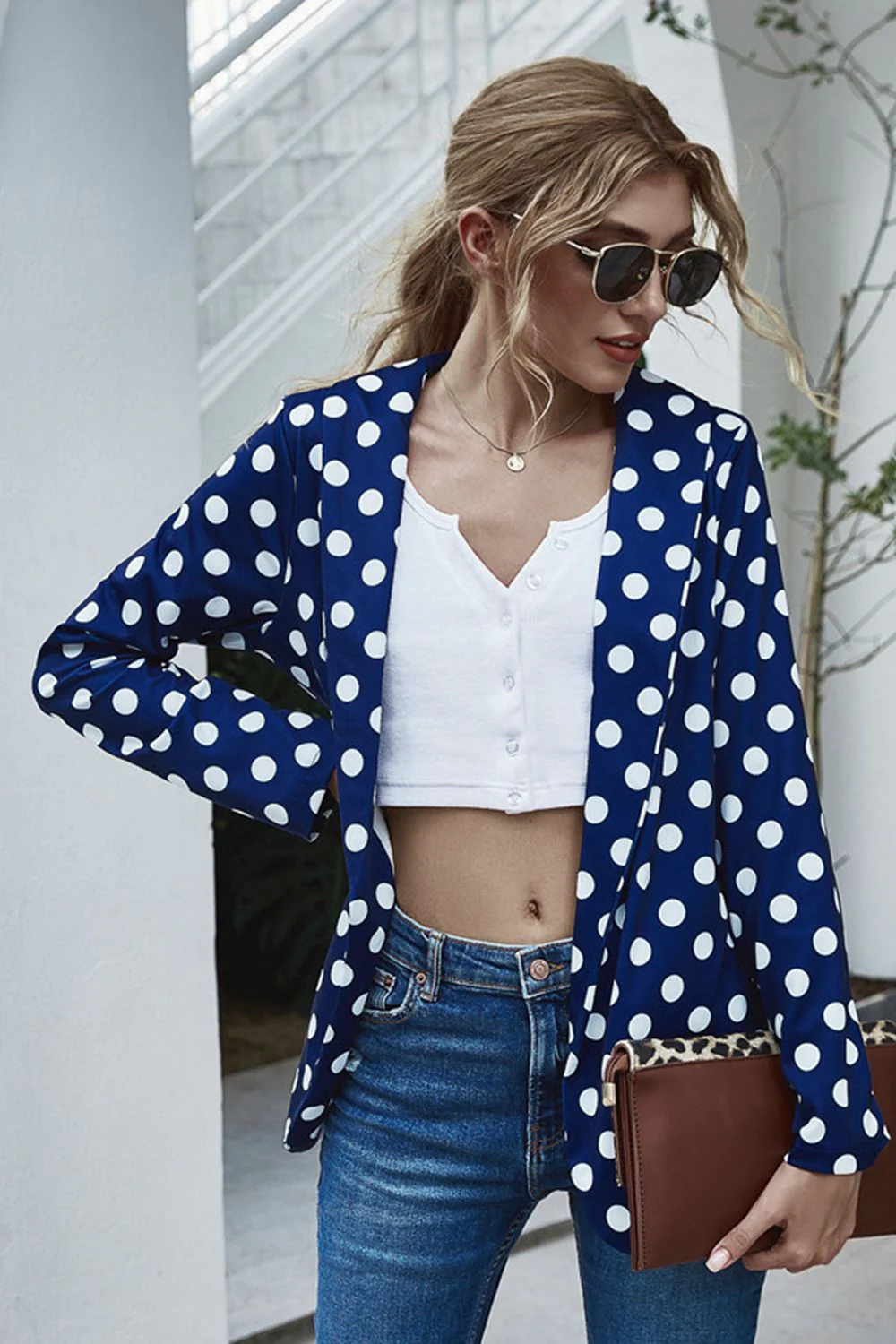 Polka Dot Long Sleeve Blazer - Image 5