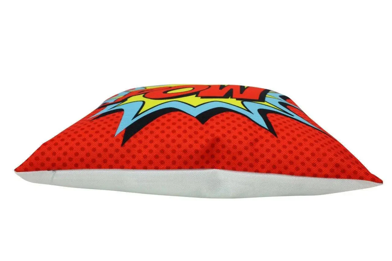 POW | Anime | Fun Gifts | Pillow Cover | Home Decor | Superhero | Happy Birthday | Kids Room | Red Throw PIllow | Kids Decor | Room Decor by UniikPillows - Image 2