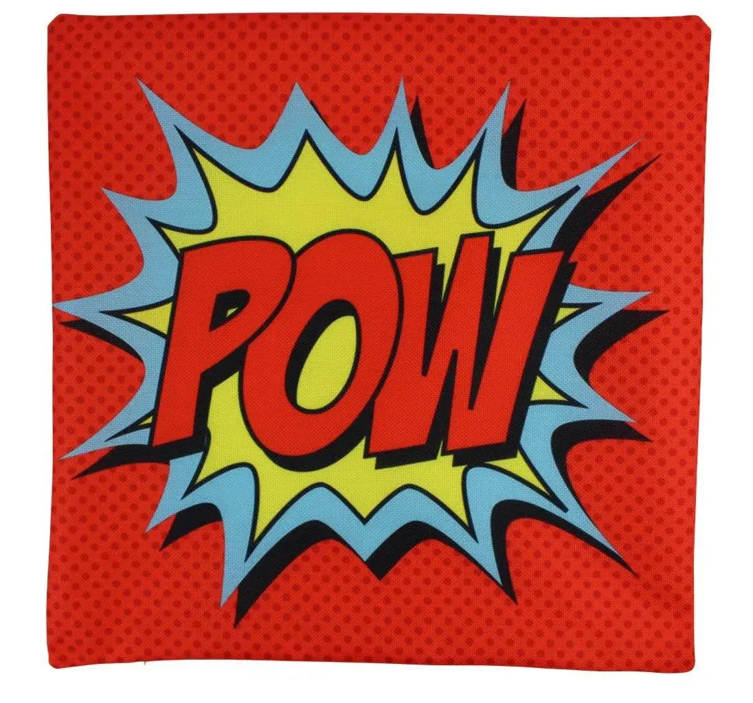 POW | Anime | Fun Gifts | Pillow Cover | Home Decor | Superhero | Happy Birthday | Kids Room | Red Throw PIllow | Kids Decor | Room Decor by UniikPillows - Image 3