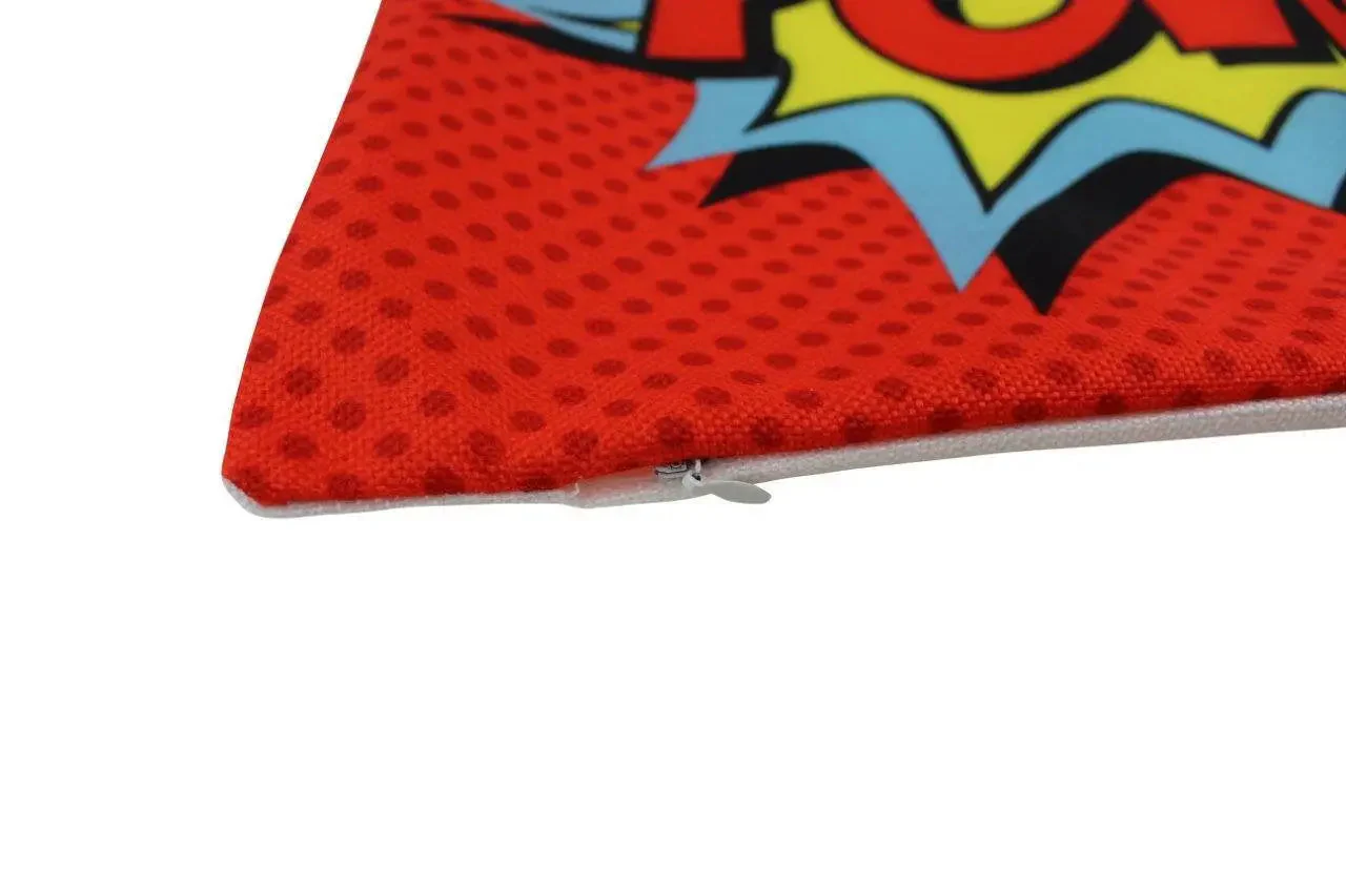 POW | Anime | Fun Gifts | Pillow Cover | Home Decor | Superhero | Happy Birthday | Kids Room | Red Throw PIllow | Kids Decor | Room Decor by UniikPillows - Image 5