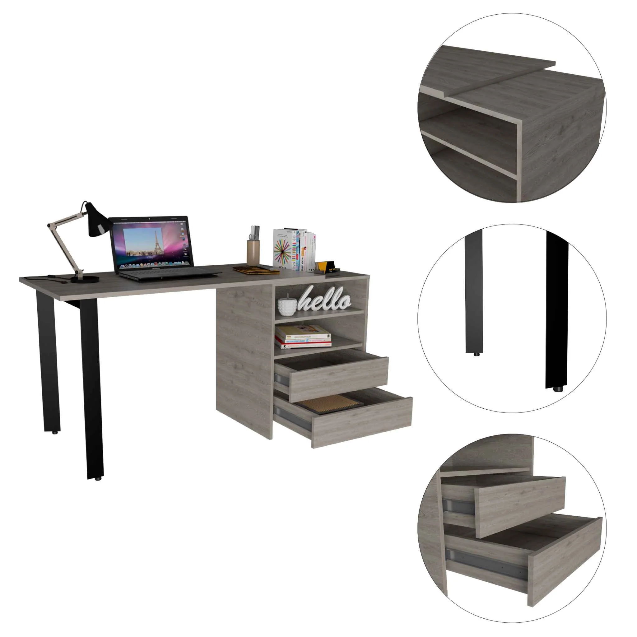 Pragma 120 Writing Desk, Two Drawers, Two Shelves by FM FURNITURE - Image 3