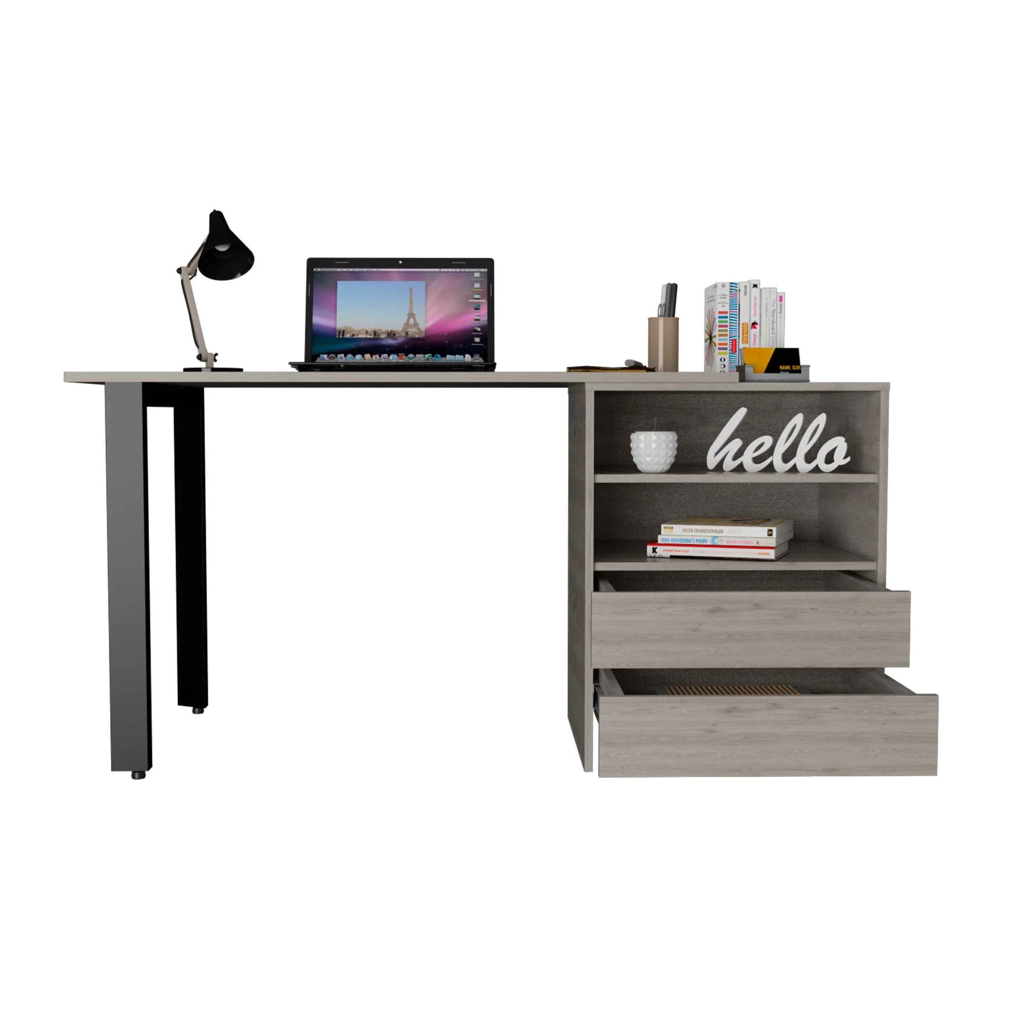 Pragma 120 Writing Desk, Two Drawers, Two Shelves by FM FURNITURE - Image 5
