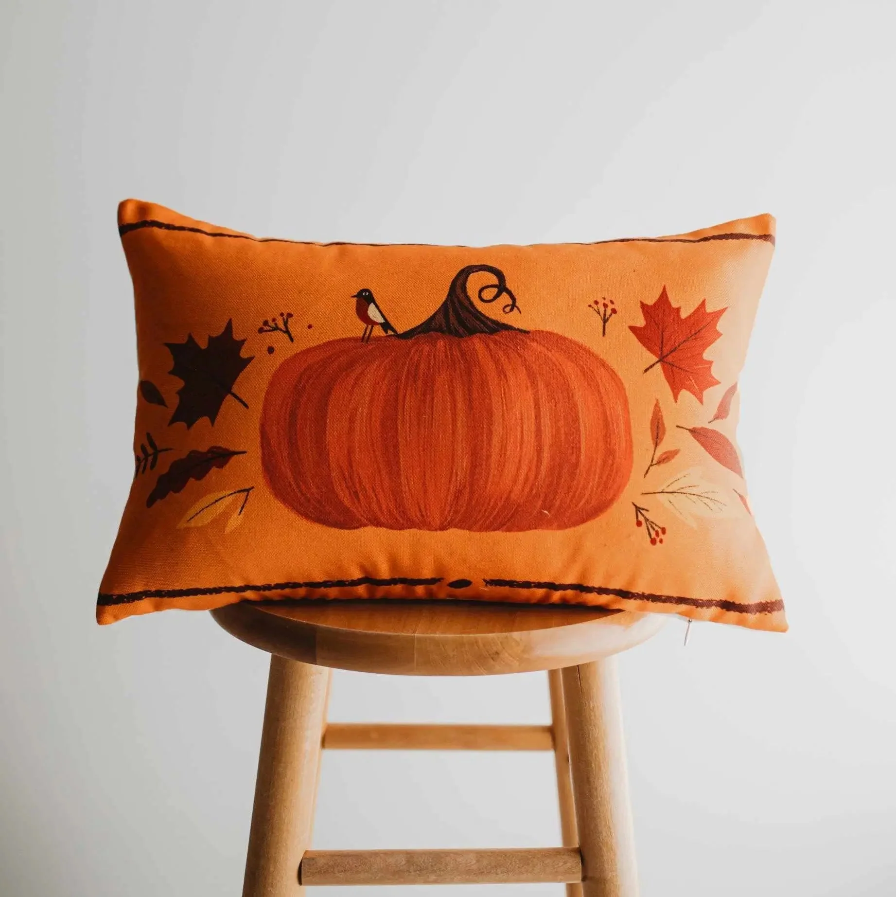 Primitive Dark Fall Pumpkin Lumbar Pillow Cover | 18x12 Thanksgiving Décor | Fall Decor | Room Decor | Decorative Pillows | Gift for her by UniikPillows - Image 3