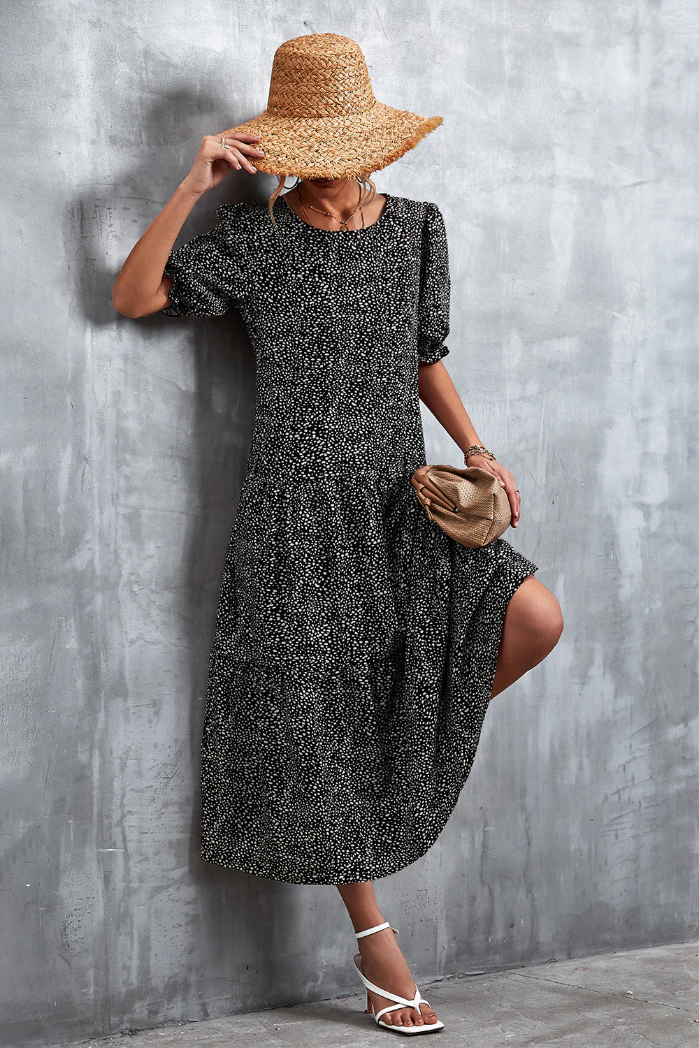 Printed Flounce Sleeve Tiered Dress - Image 11