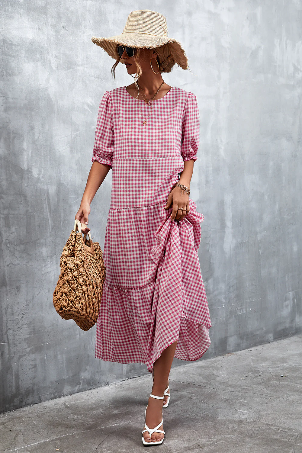 Printed Flounce Sleeve Tiered Dress - Image 3