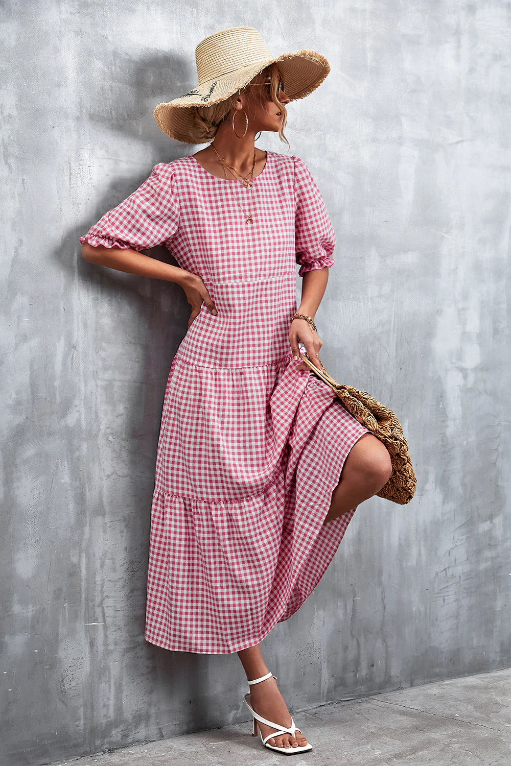 Printed Flounce Sleeve Tiered Dress - Image 4