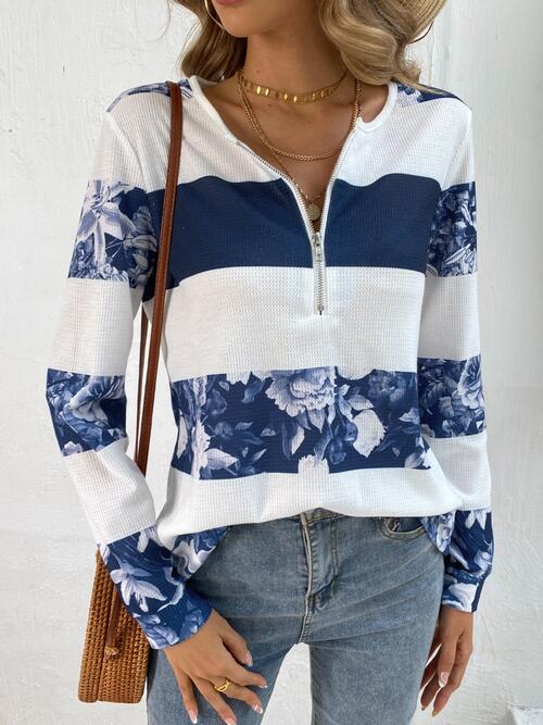 Printed Half Zip Long Sleeve T-Shirt - Image 4