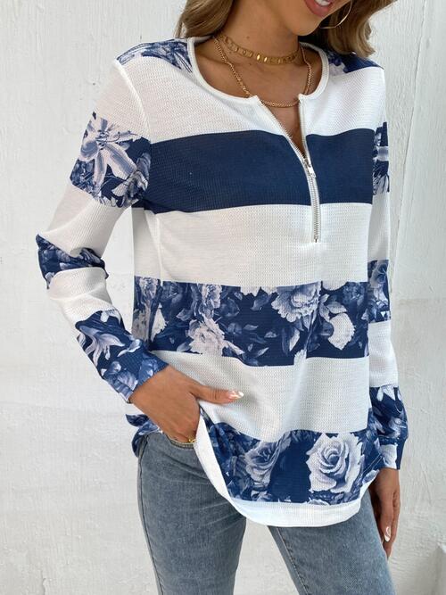 Printed Half Zip Long Sleeve T-Shirt - Image 5