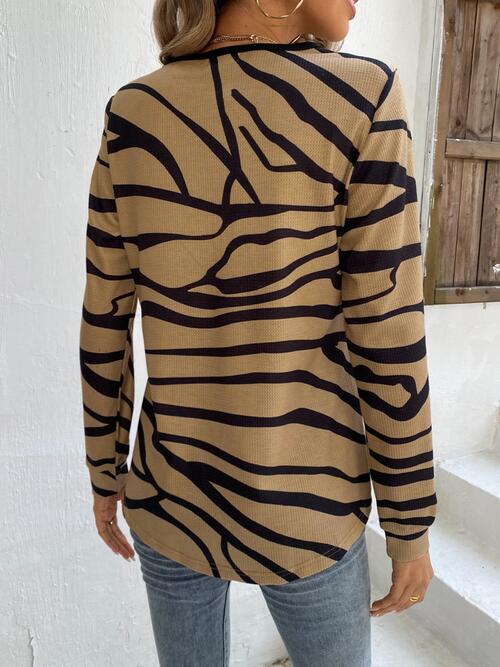 Printed Half Zip Long Sleeve T-Shirt - Image 9