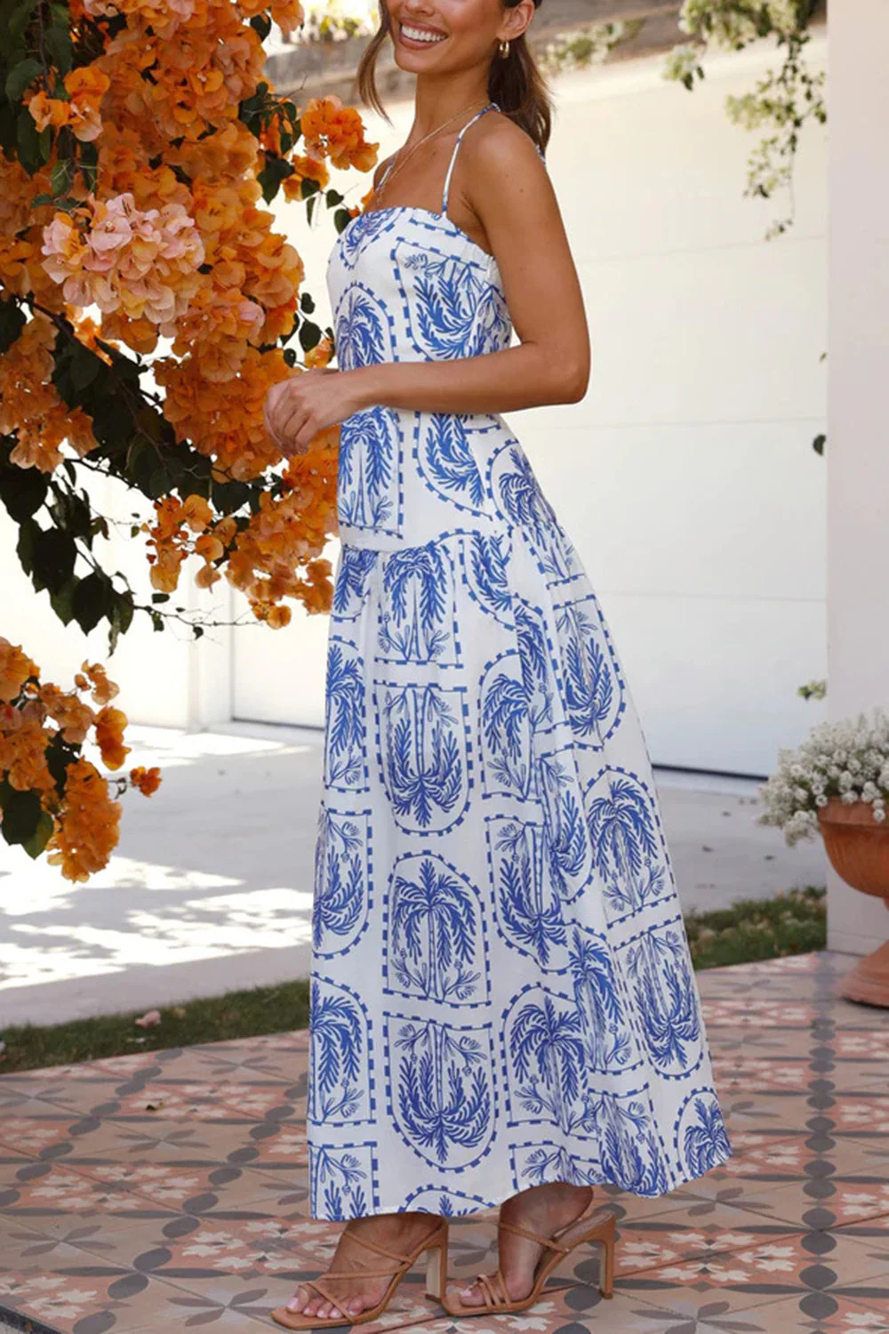Printed Halter Neck Maxi Dress - Image 8