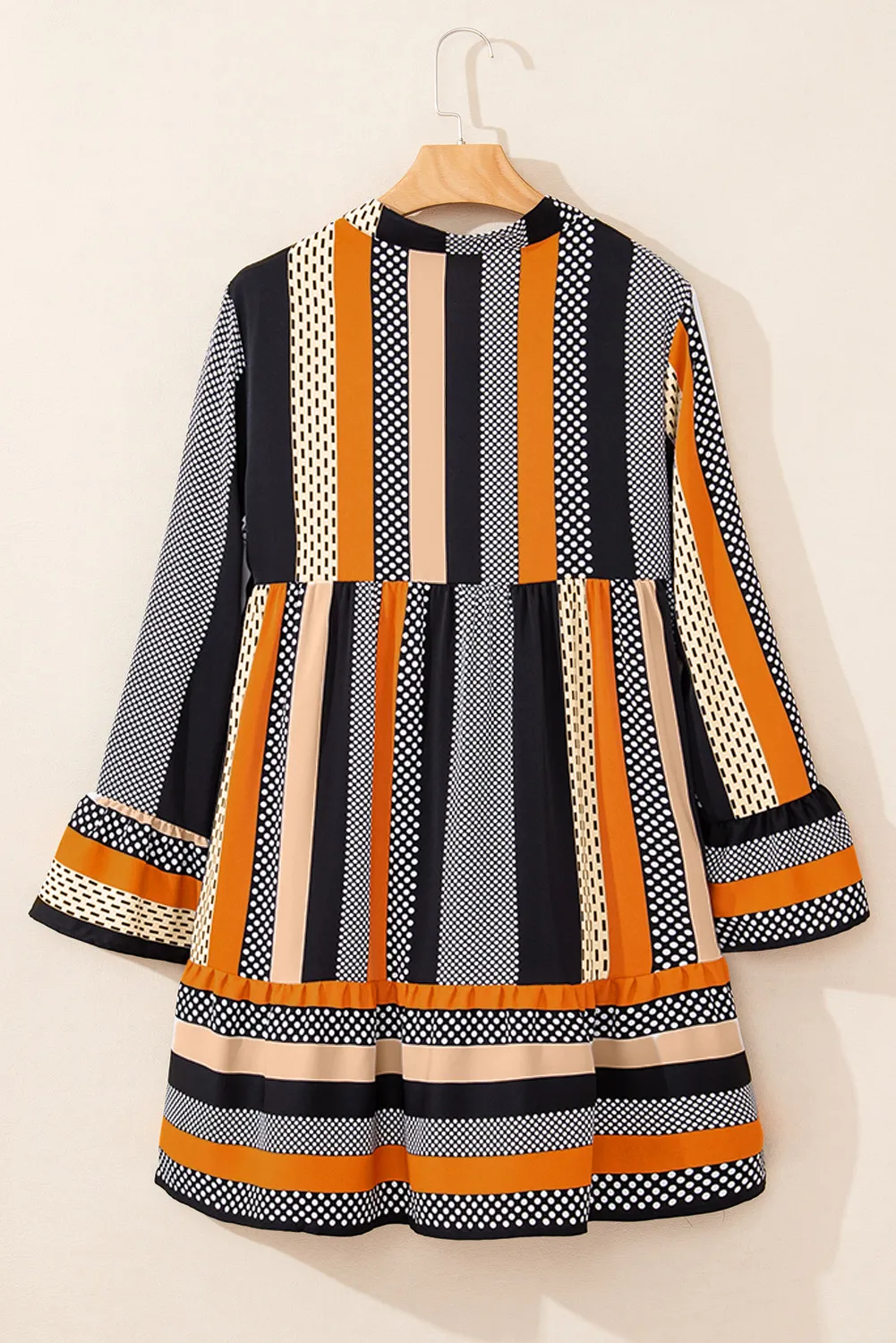 Printed Notched Long Sleeve Mini Dress - Image 6