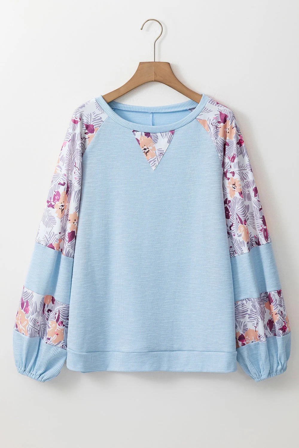 Printed Round Neck Balloon Sleeve Sweatshirt - Image 14